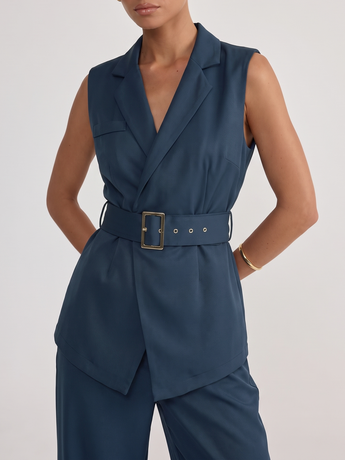 Belted Blazer Co-ord - Navy