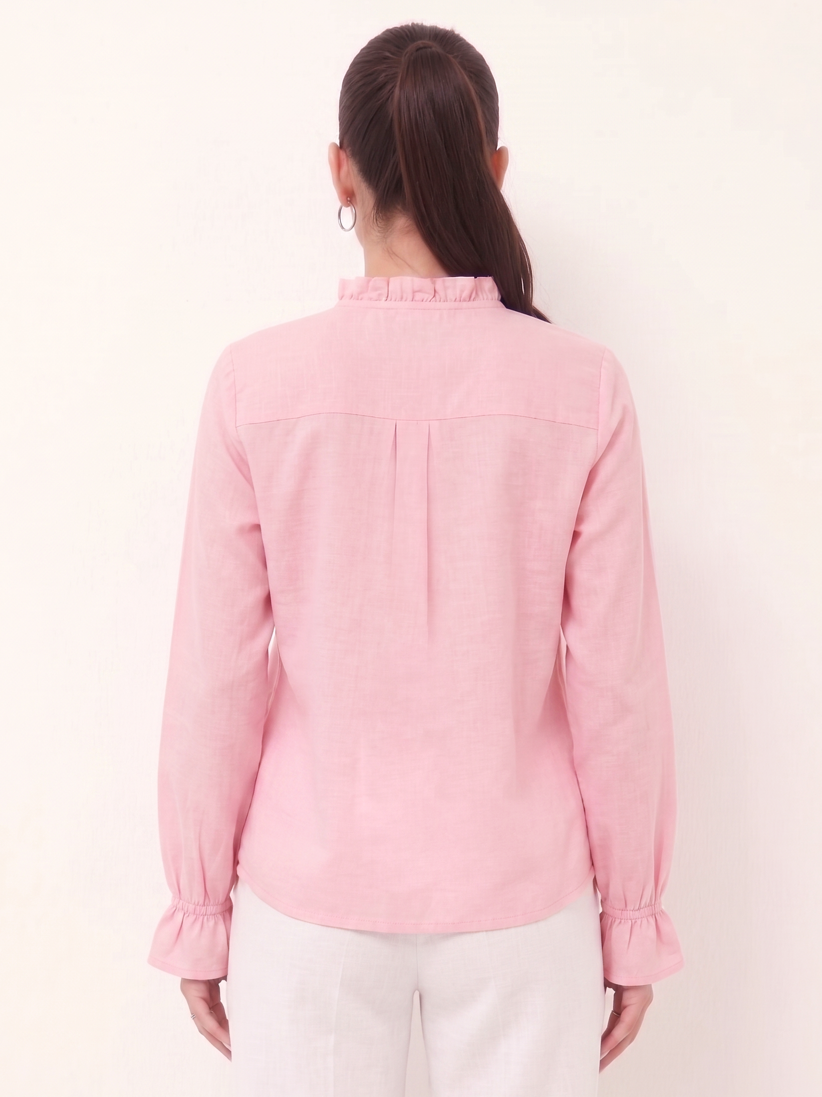 Ruffle Collar Shirt - Pink