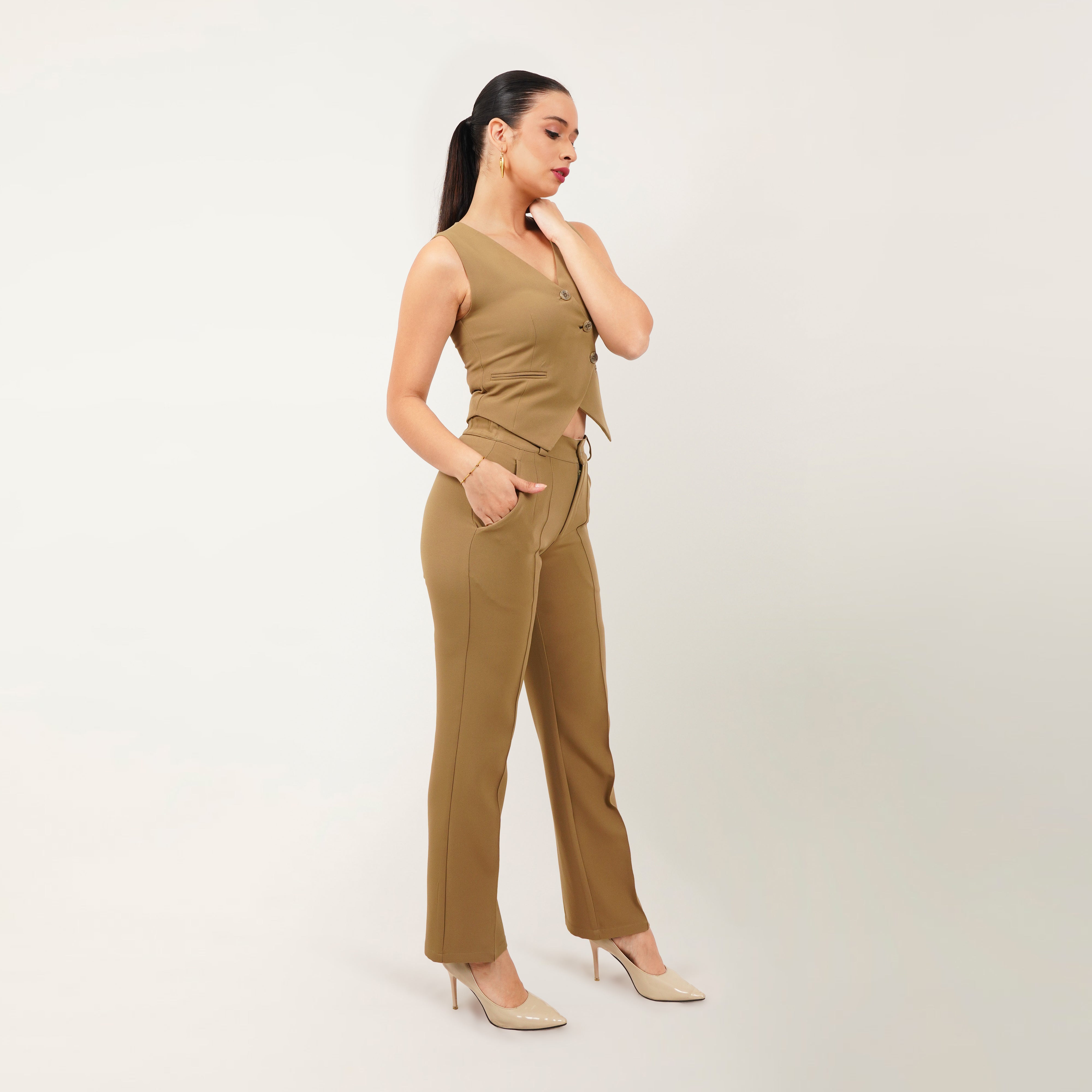The Waistcoat-Pant Co-ord - Tan