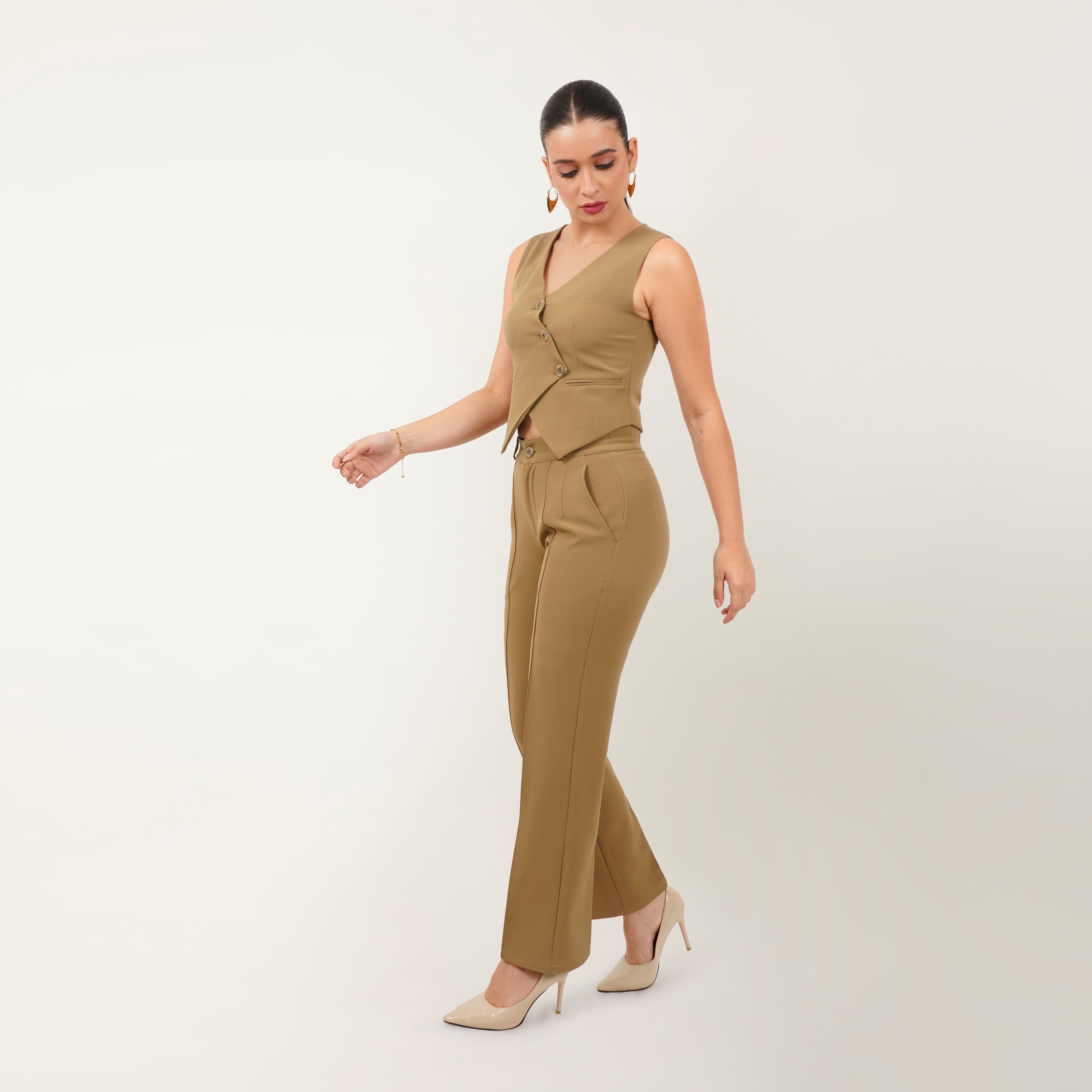 The Waistcoat-Pant Co-ord - Tan