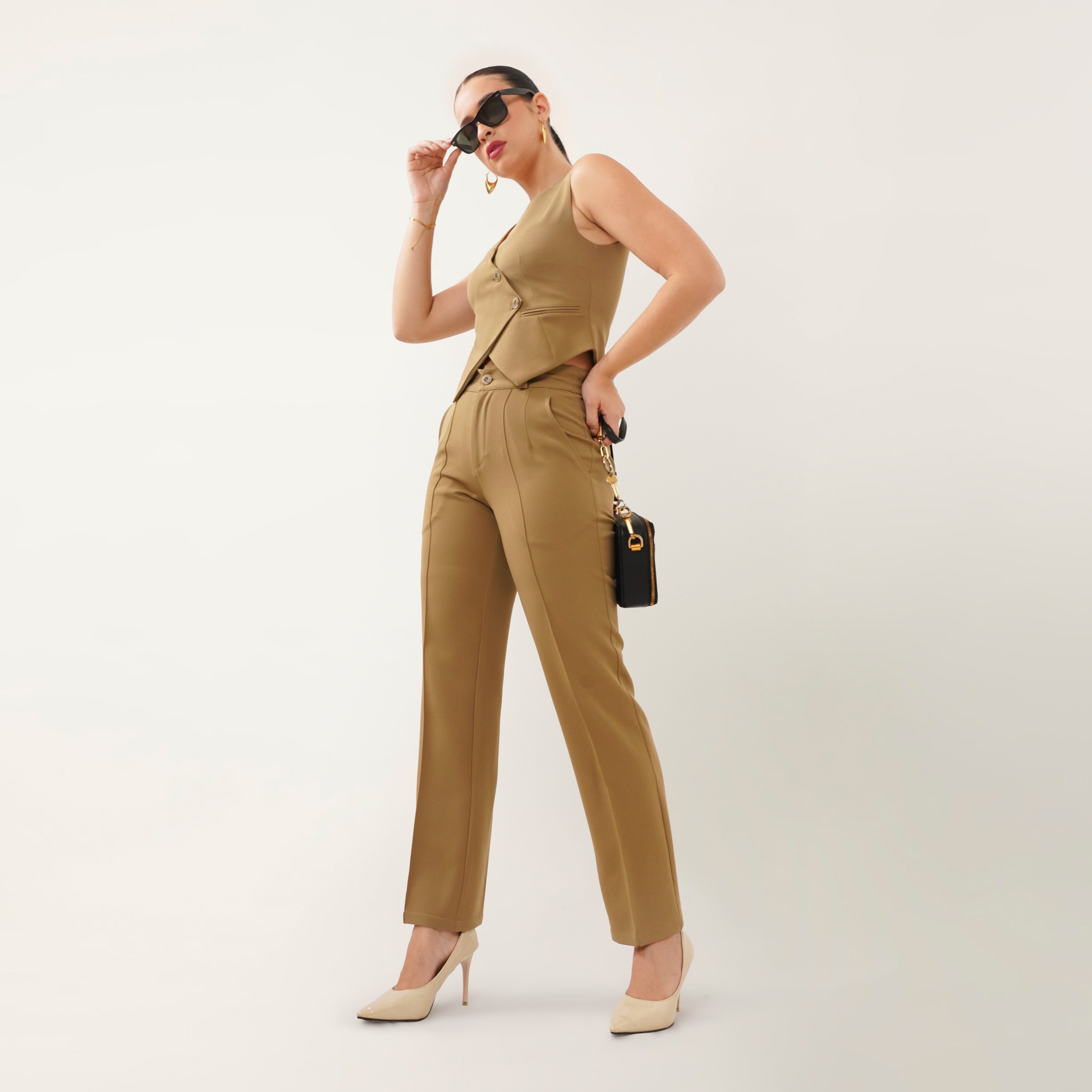 The Waistcoat-Pant Co-ord - Tan
