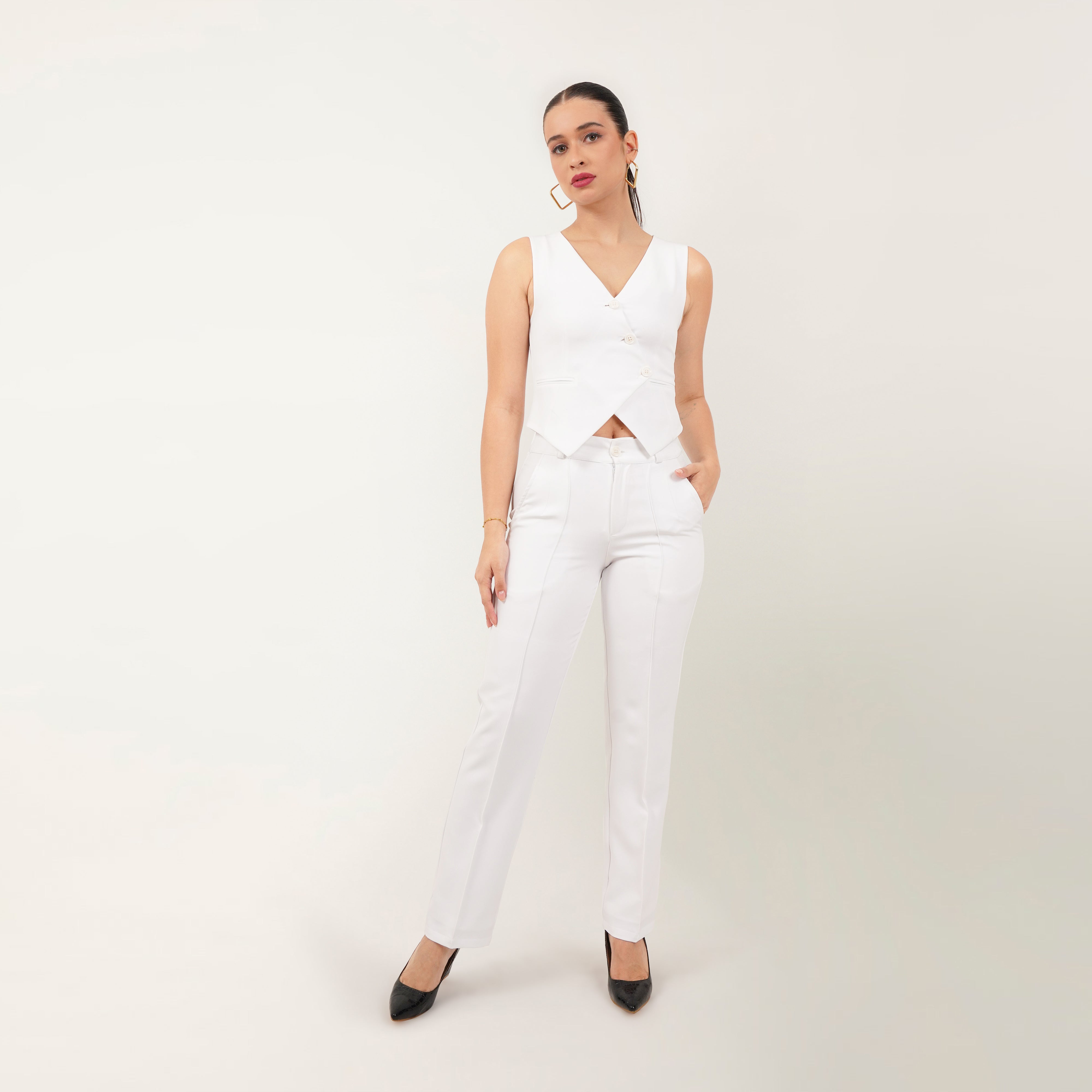 The Waistcoat-Pant Co-ord - White