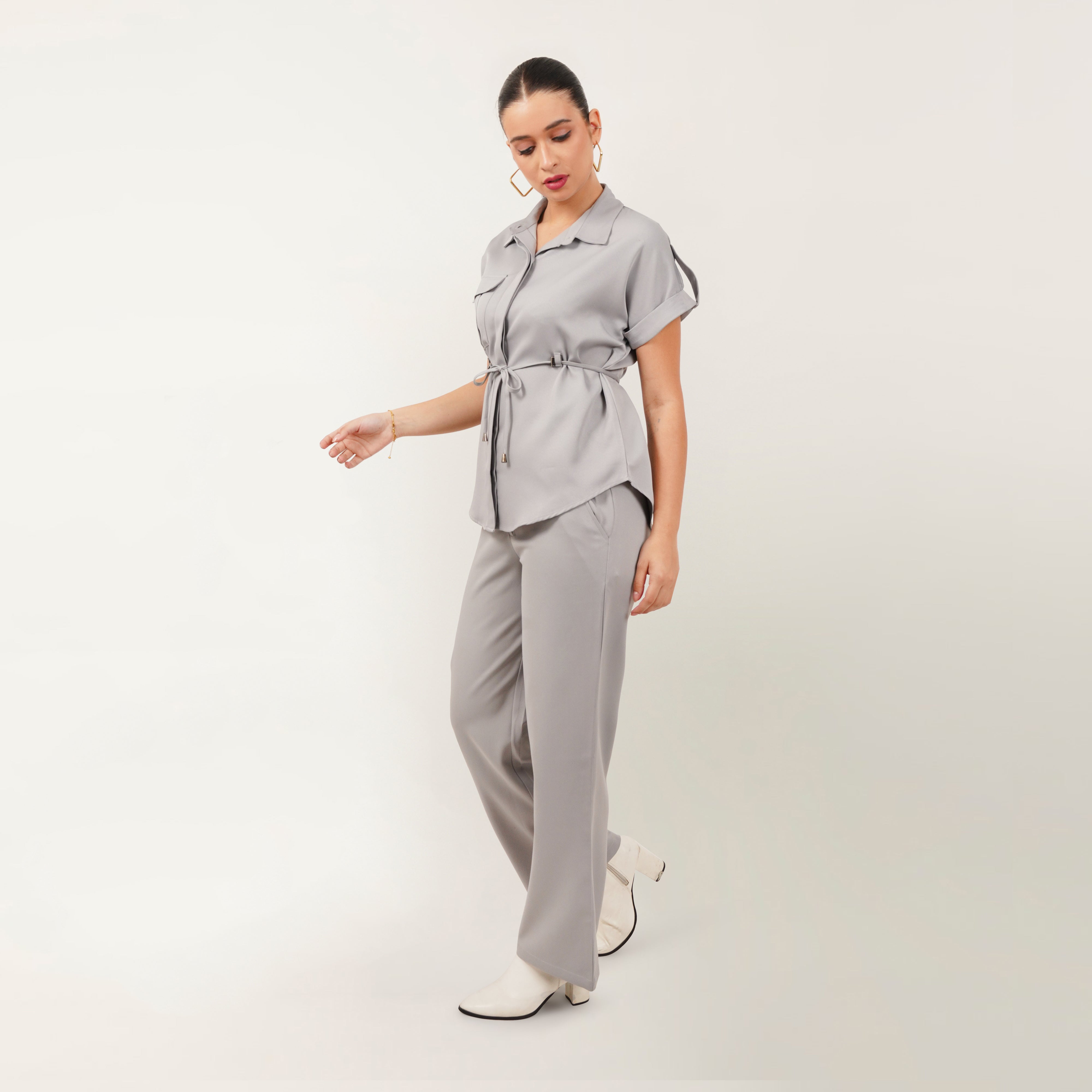 Grey Shirt-Pant Co-Ord