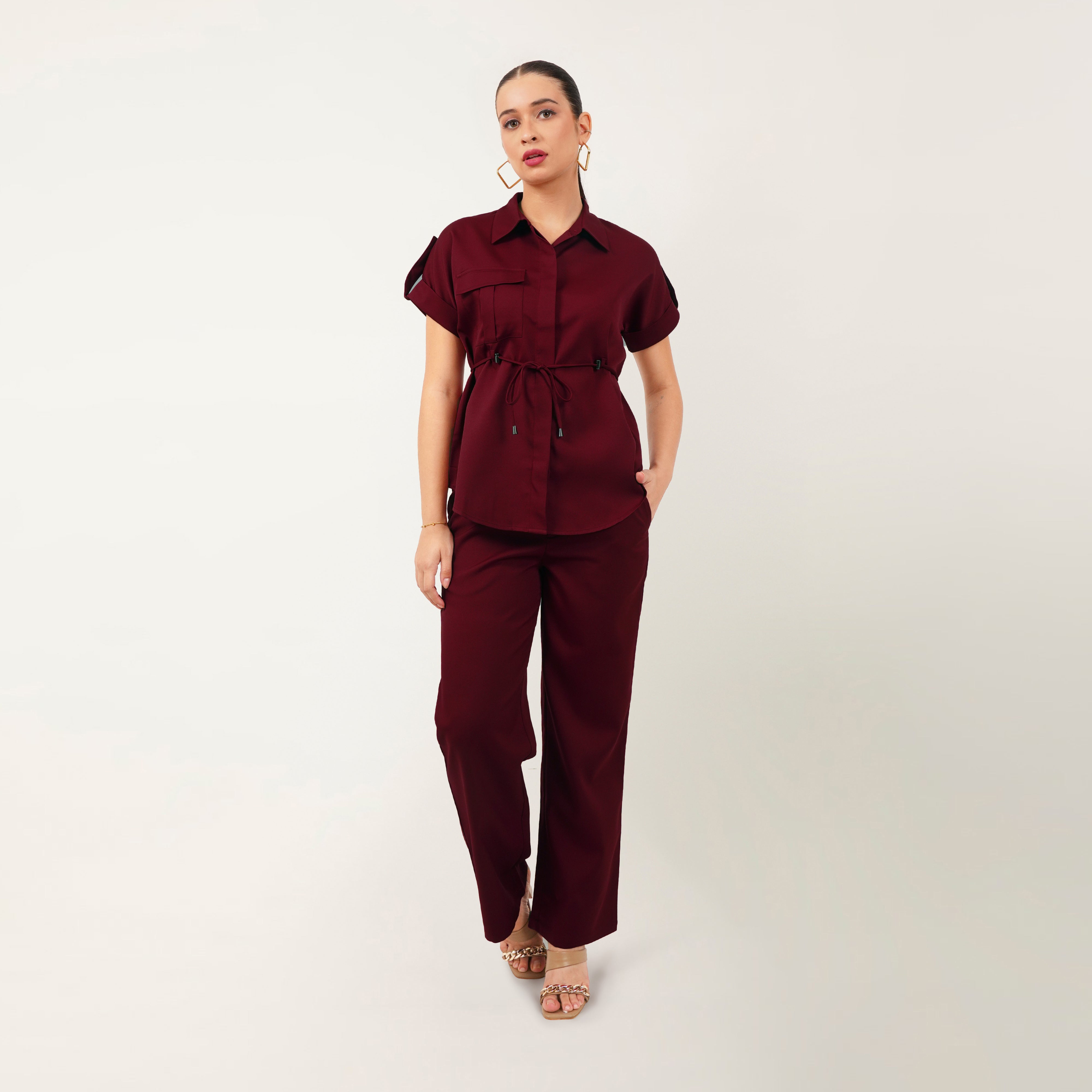 Maroon Shirt-Pant Co-Ord