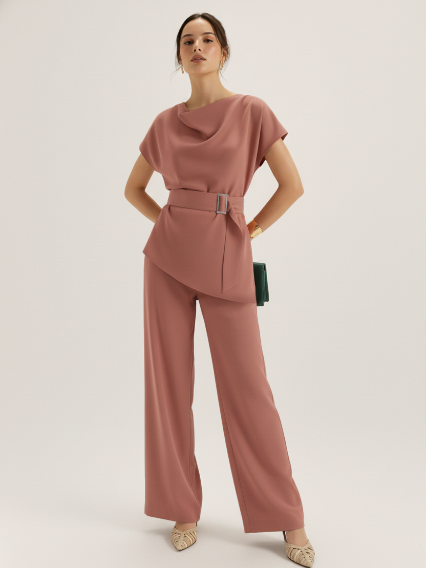 The Cowl Co-Ord - Coral