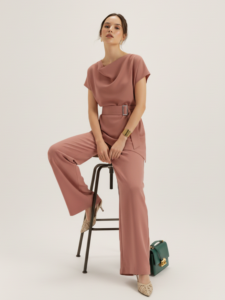 The Cowl Co-Ord - Coral