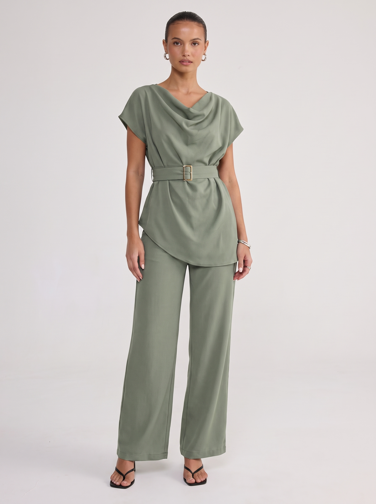 The Cowl Co-Ord - Light Sage