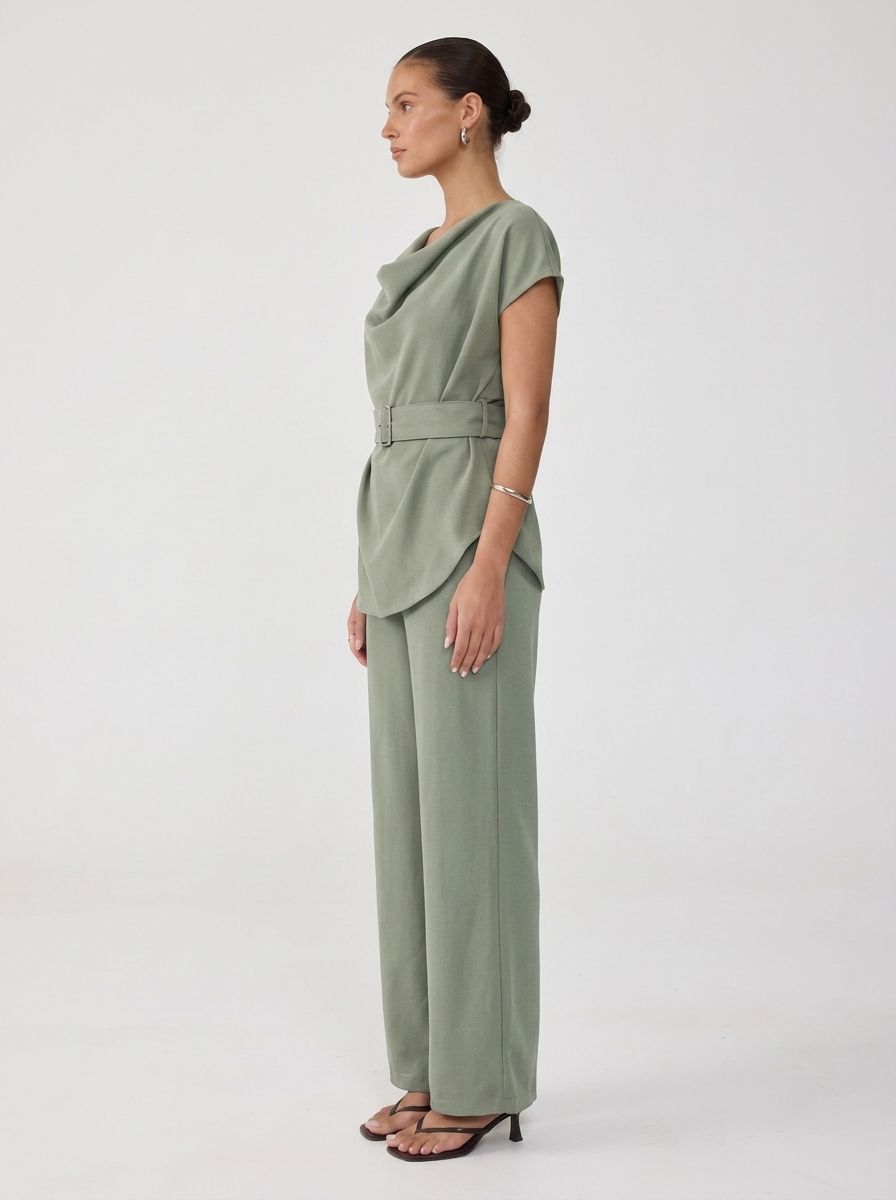 The Cowl Co-Ord - Light Sage