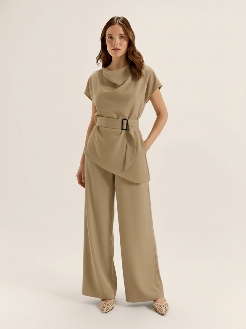 Cowl Neck Co-Ord Set - Mocha