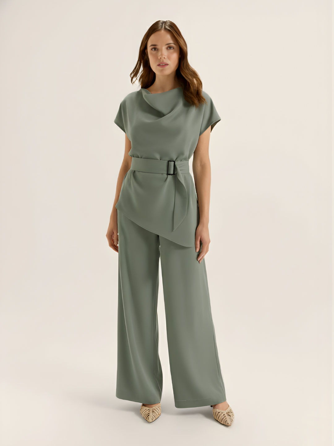 Cowl Neck Co-Ord Set - Sea Green