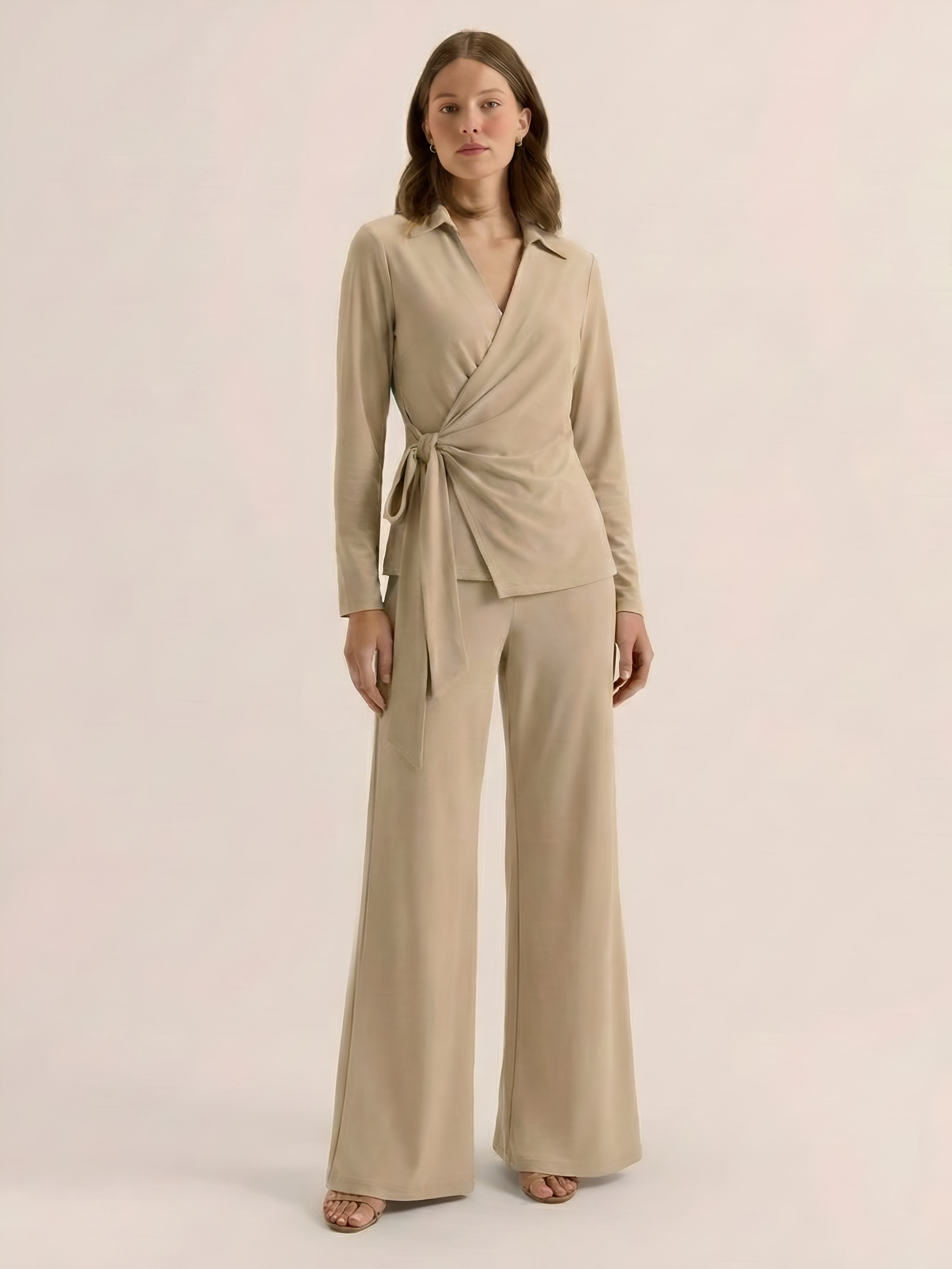 The Wrap Co-Ord - Beige