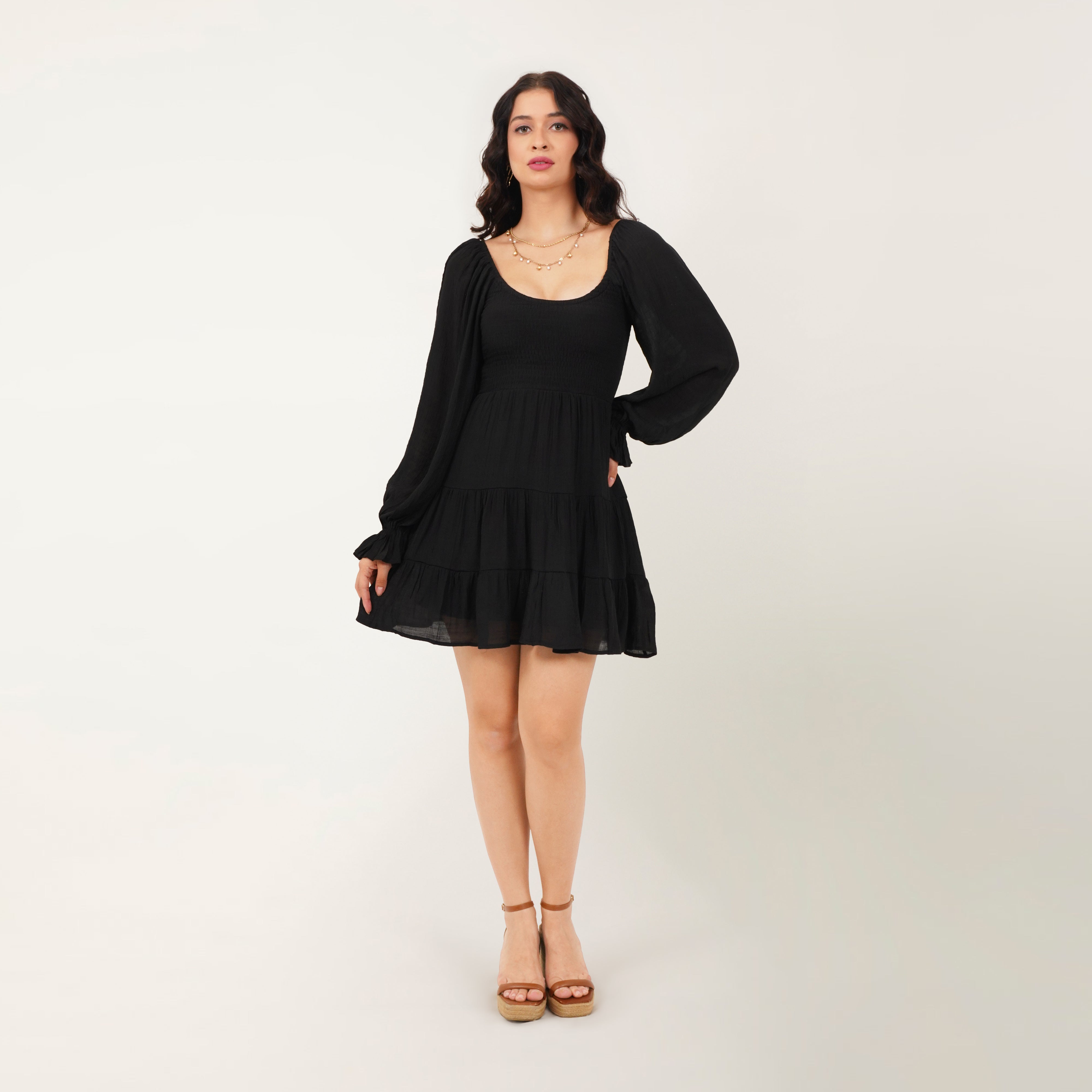 Smocked Ruffle Mini Dress