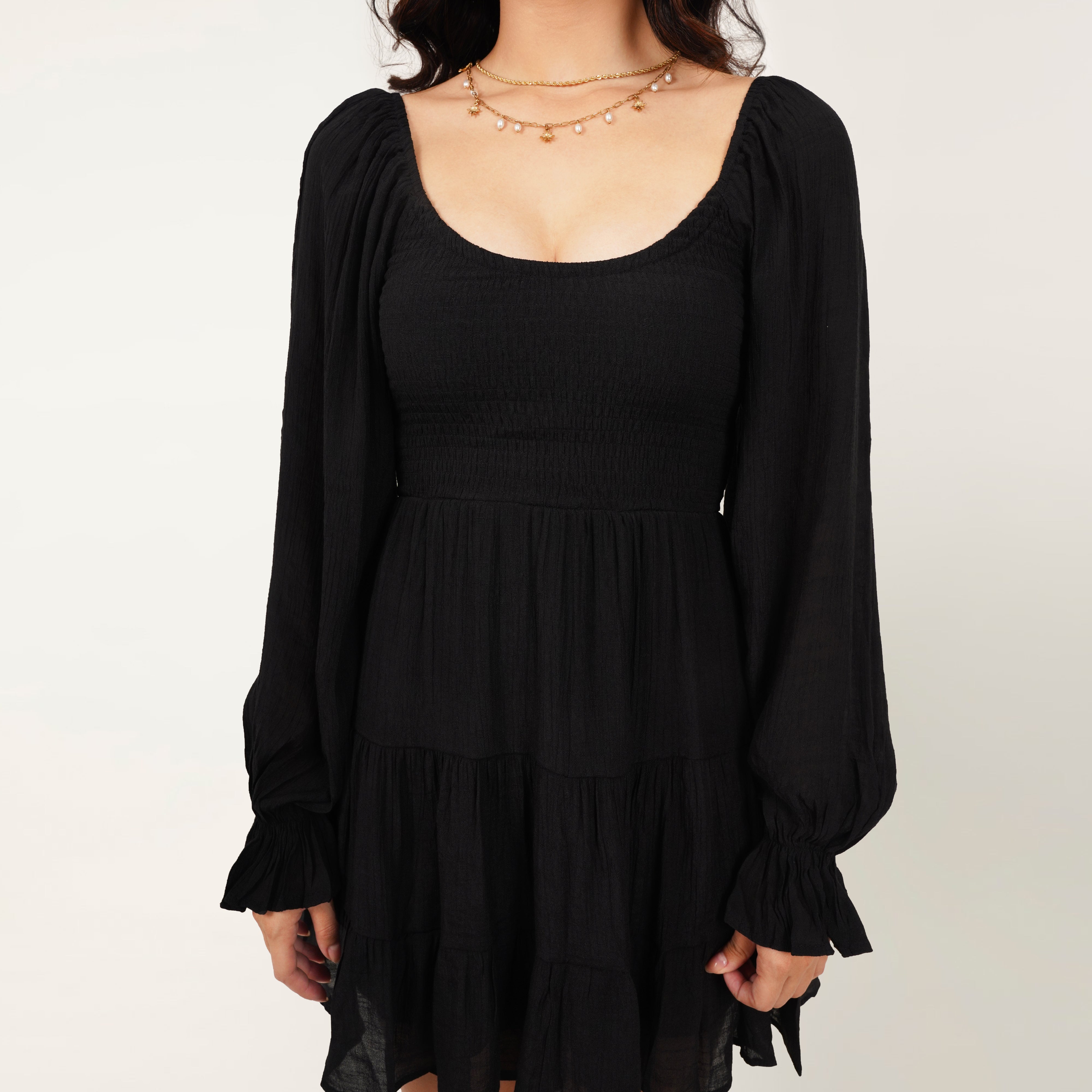 Smocked Ruffle Mini Dress