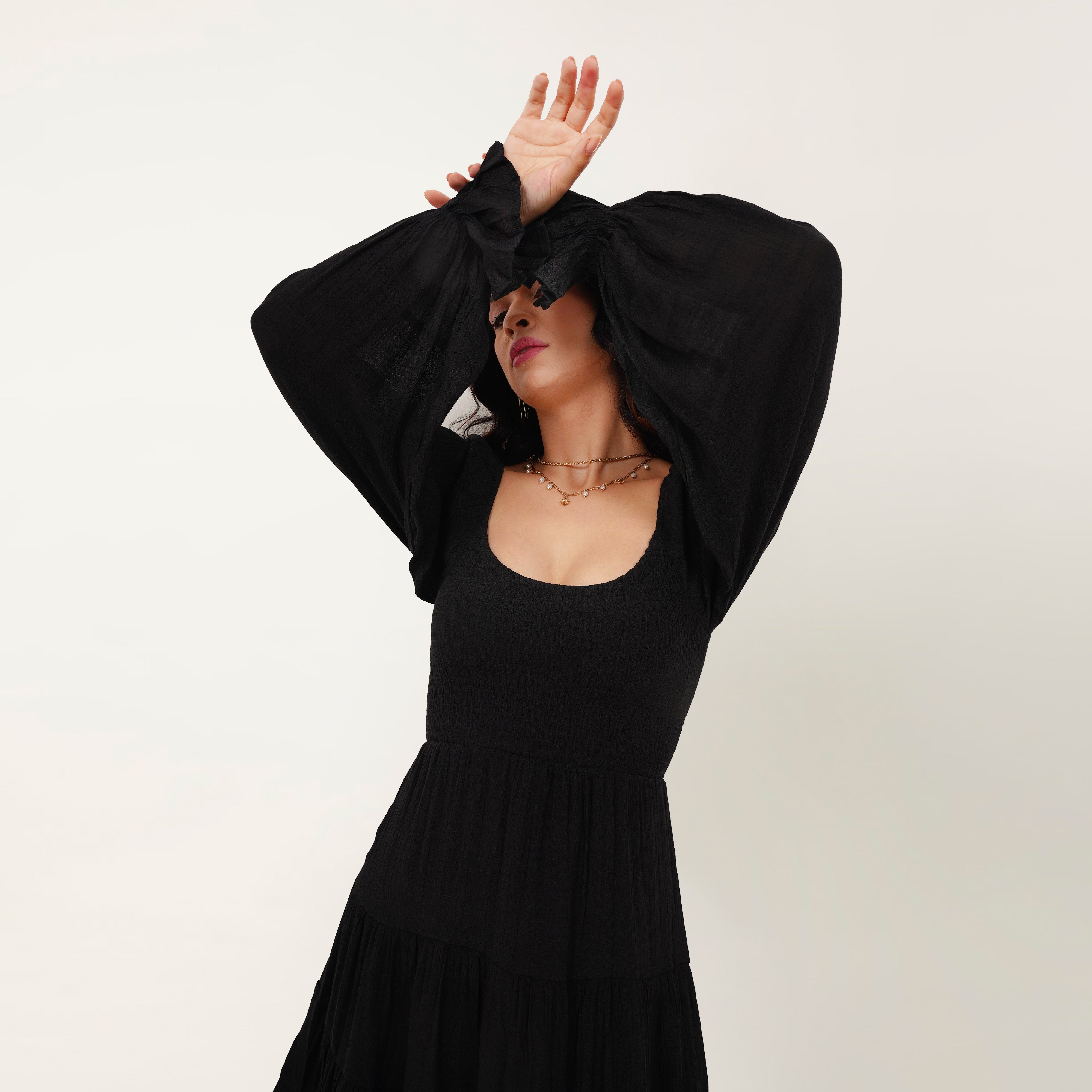 Smocked Ruffle Mini Dress