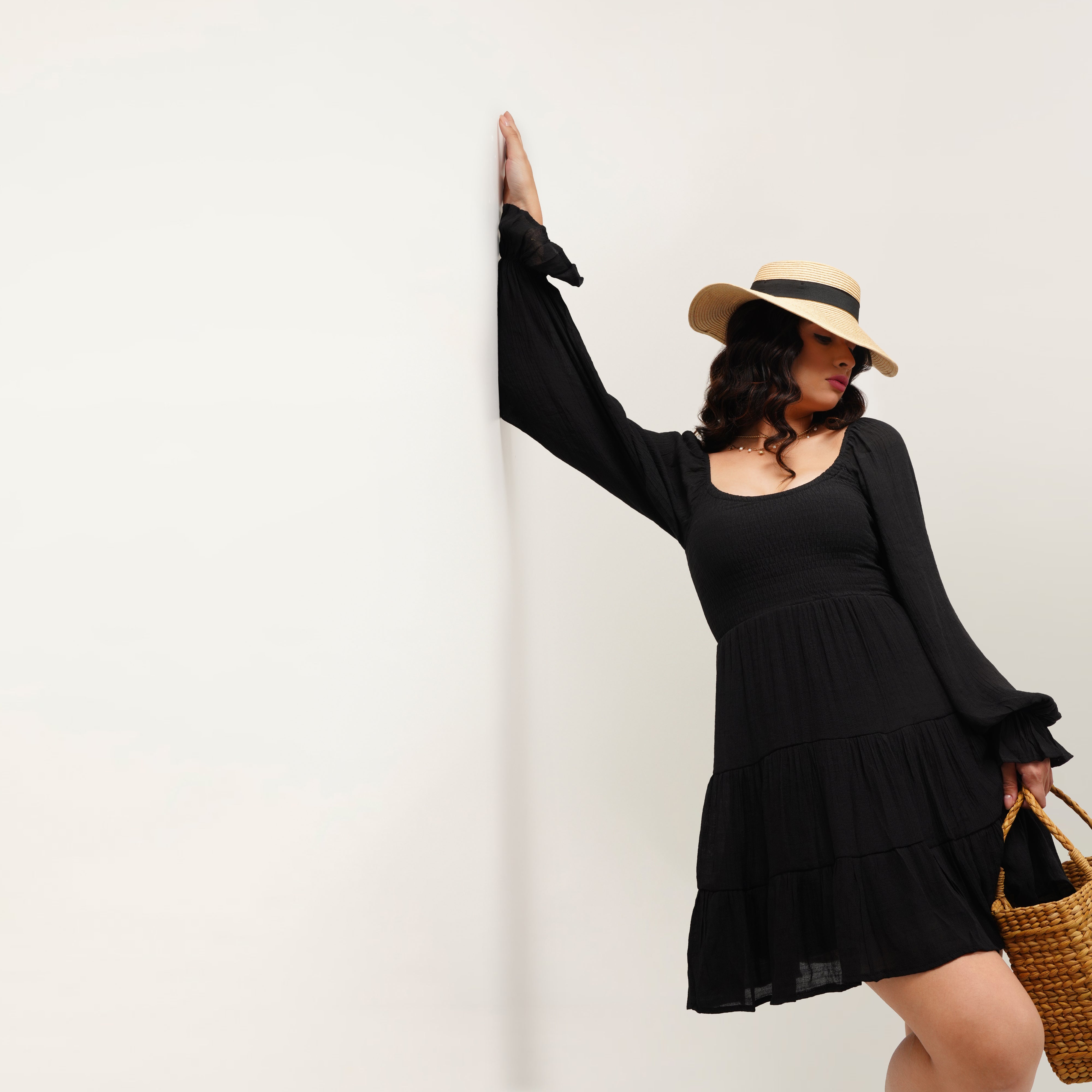 Smocked Ruffle Mini Dress