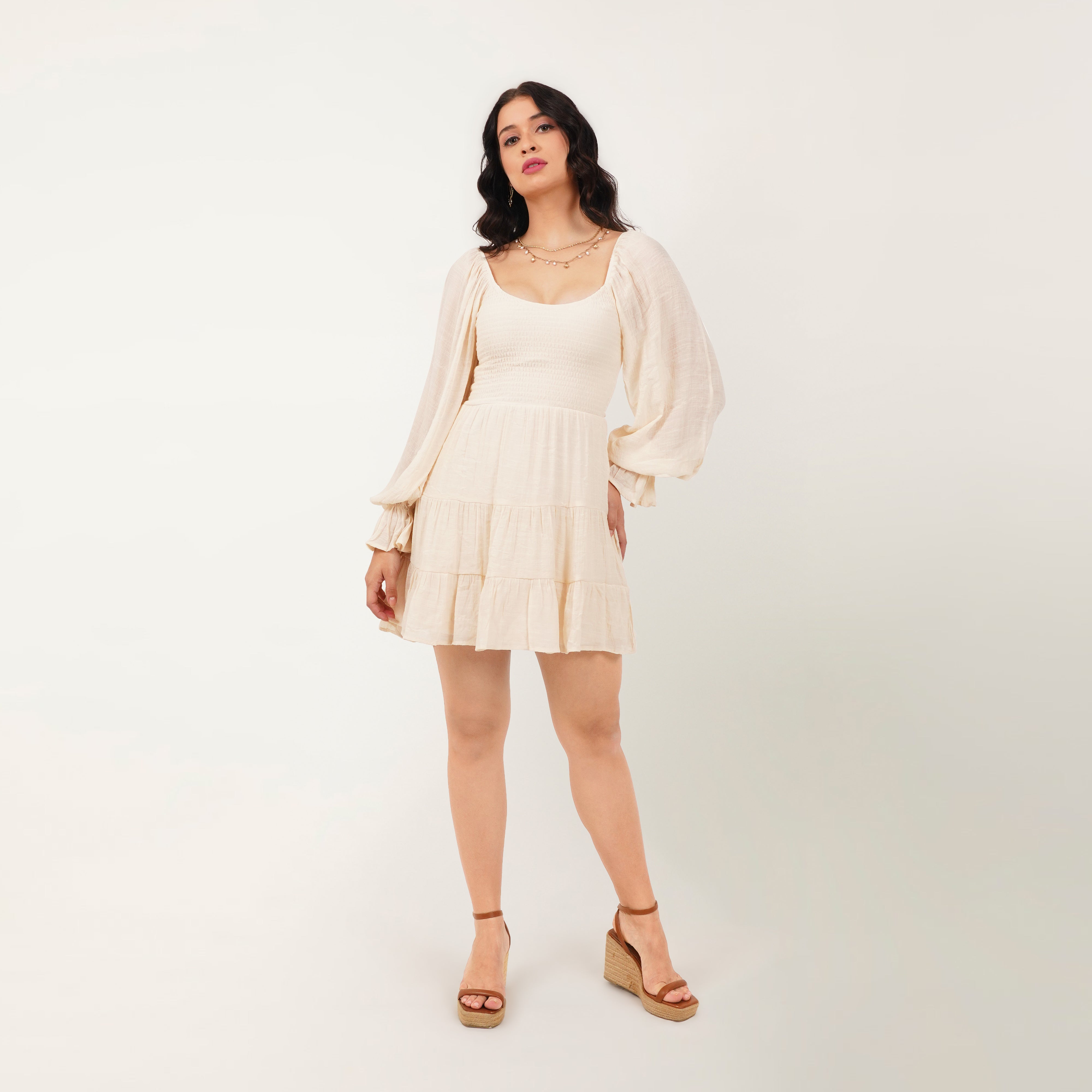 Smocked Ruffle Mini Dress