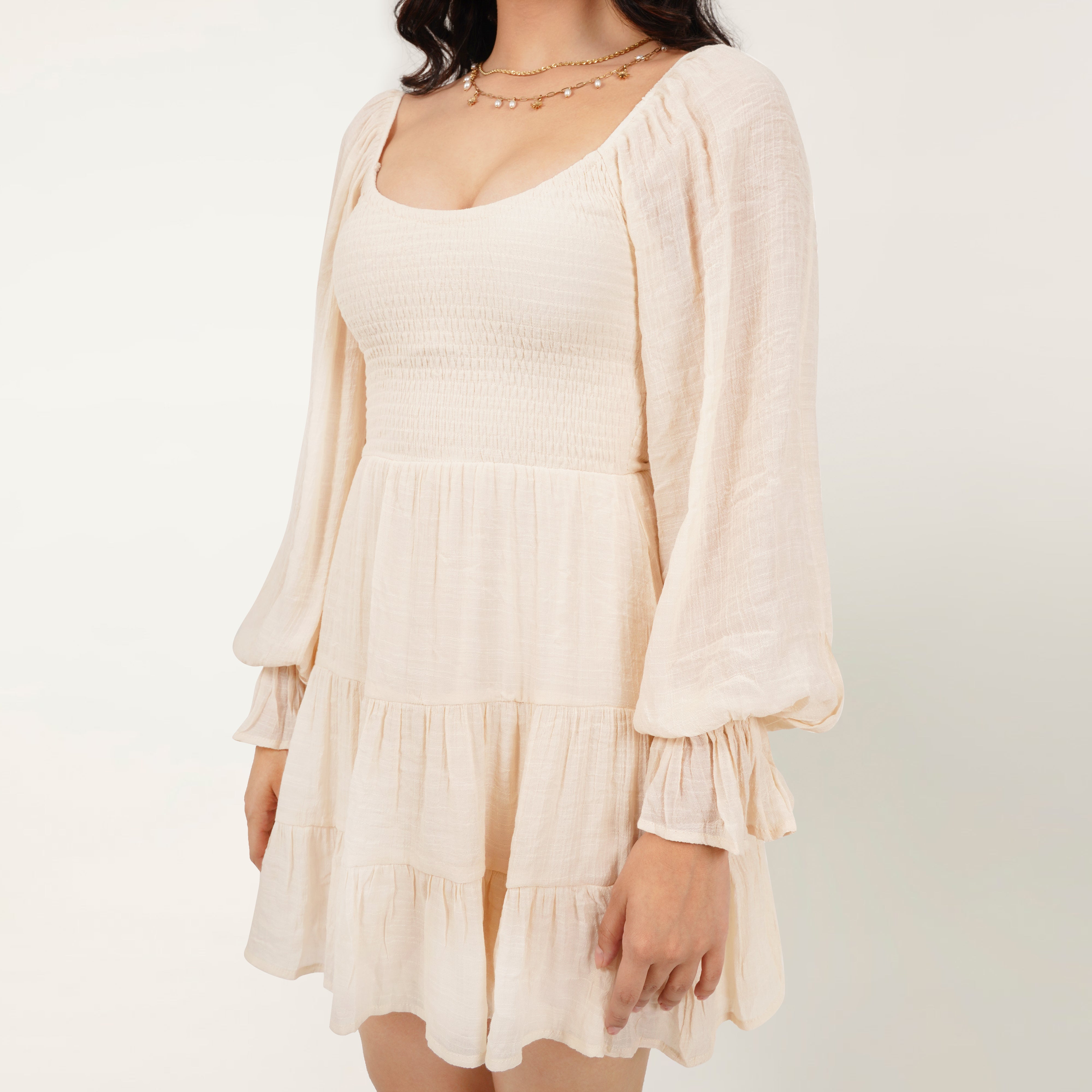 Smocked Ruffle Mini Dress