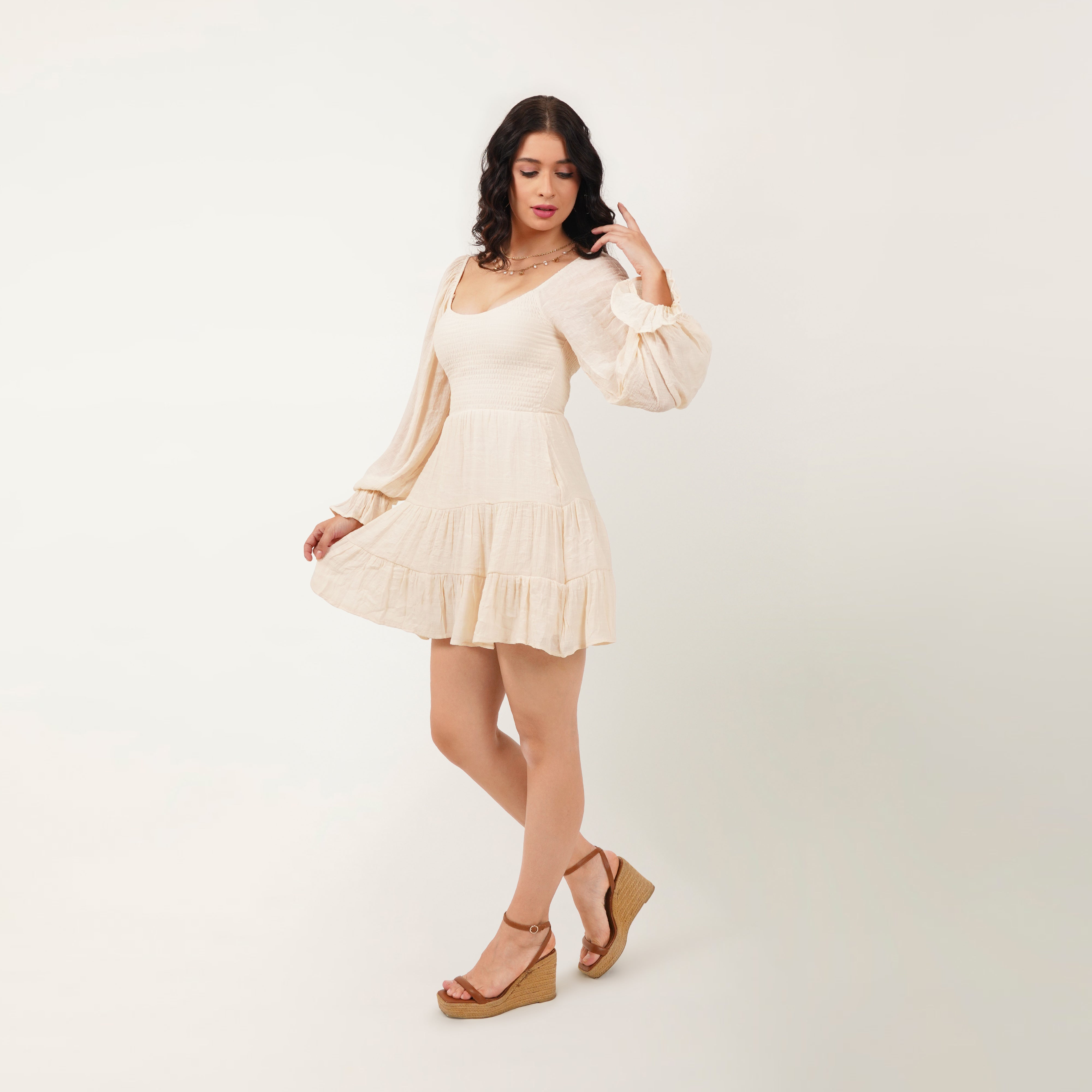 Smocked Ruffle Mini Dress