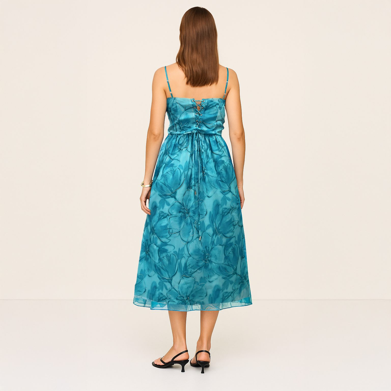 Organza Midi Dress - Blue