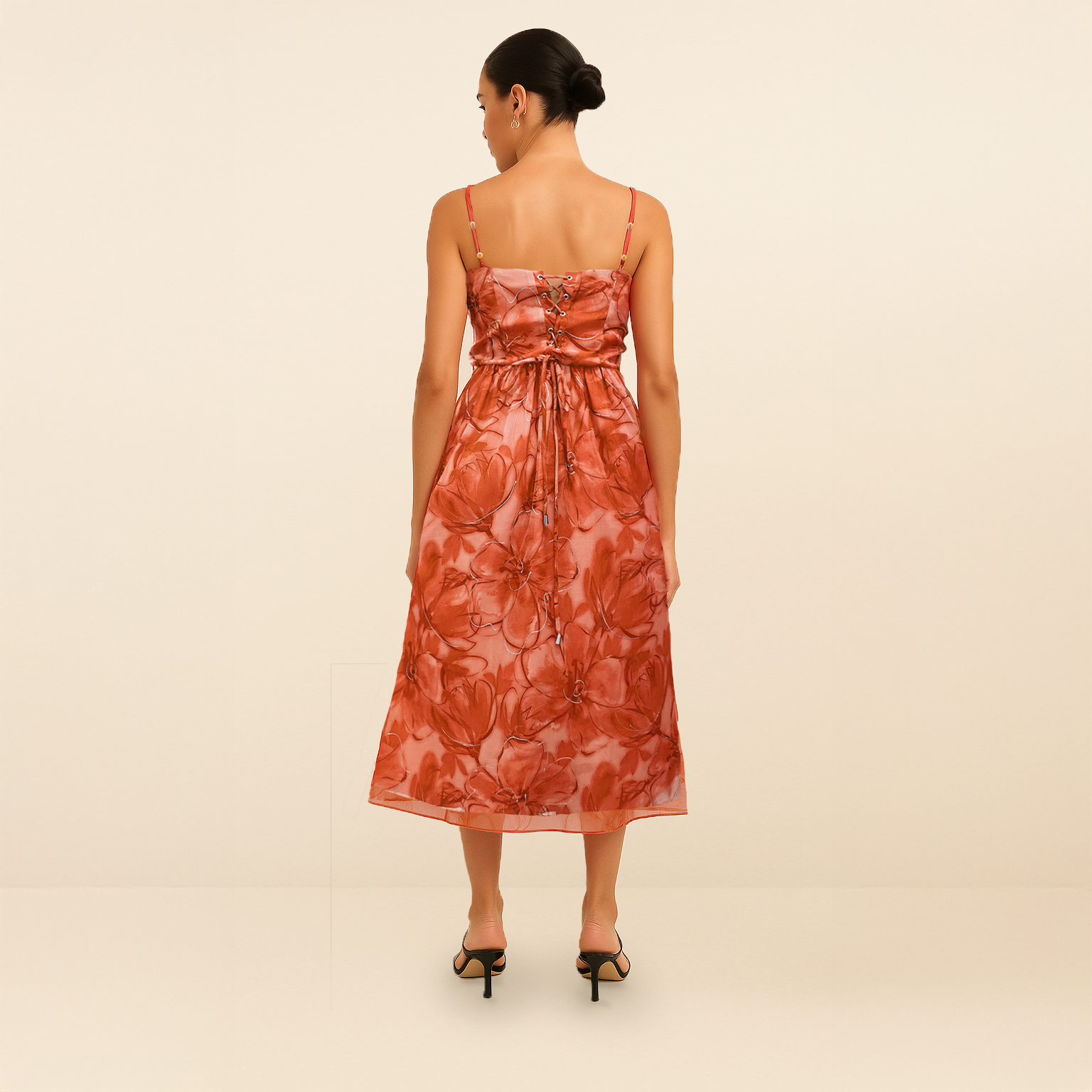 Organza Midi Dress - Orange