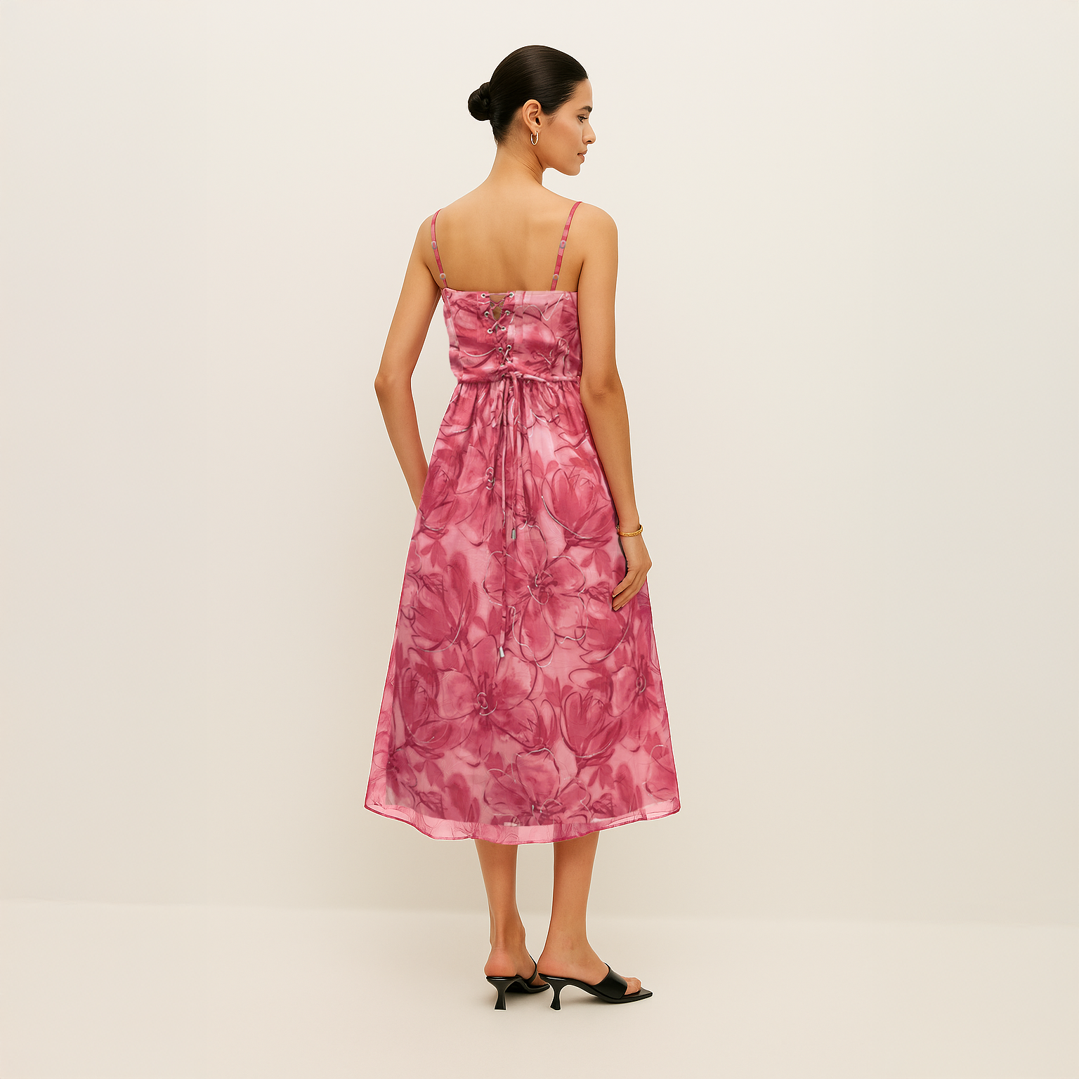 Organza Midi Dress - Pink