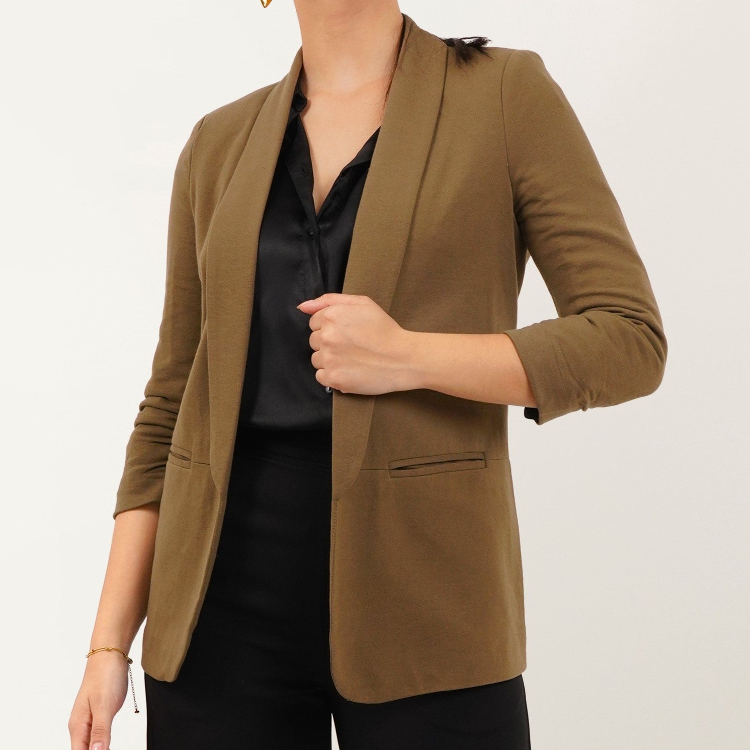 Ruched Sleeve Blazer