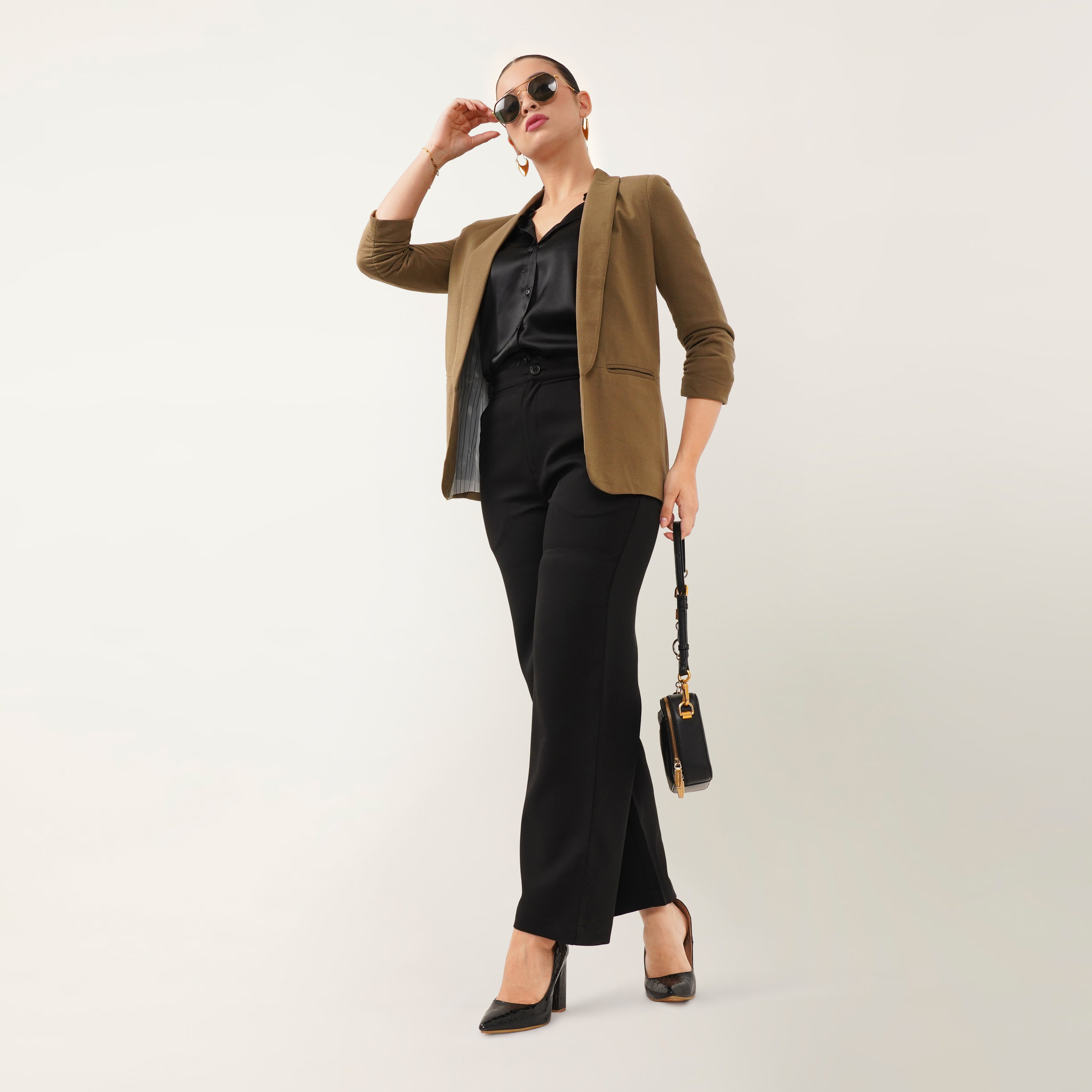 Ruched Sleeve Blazer