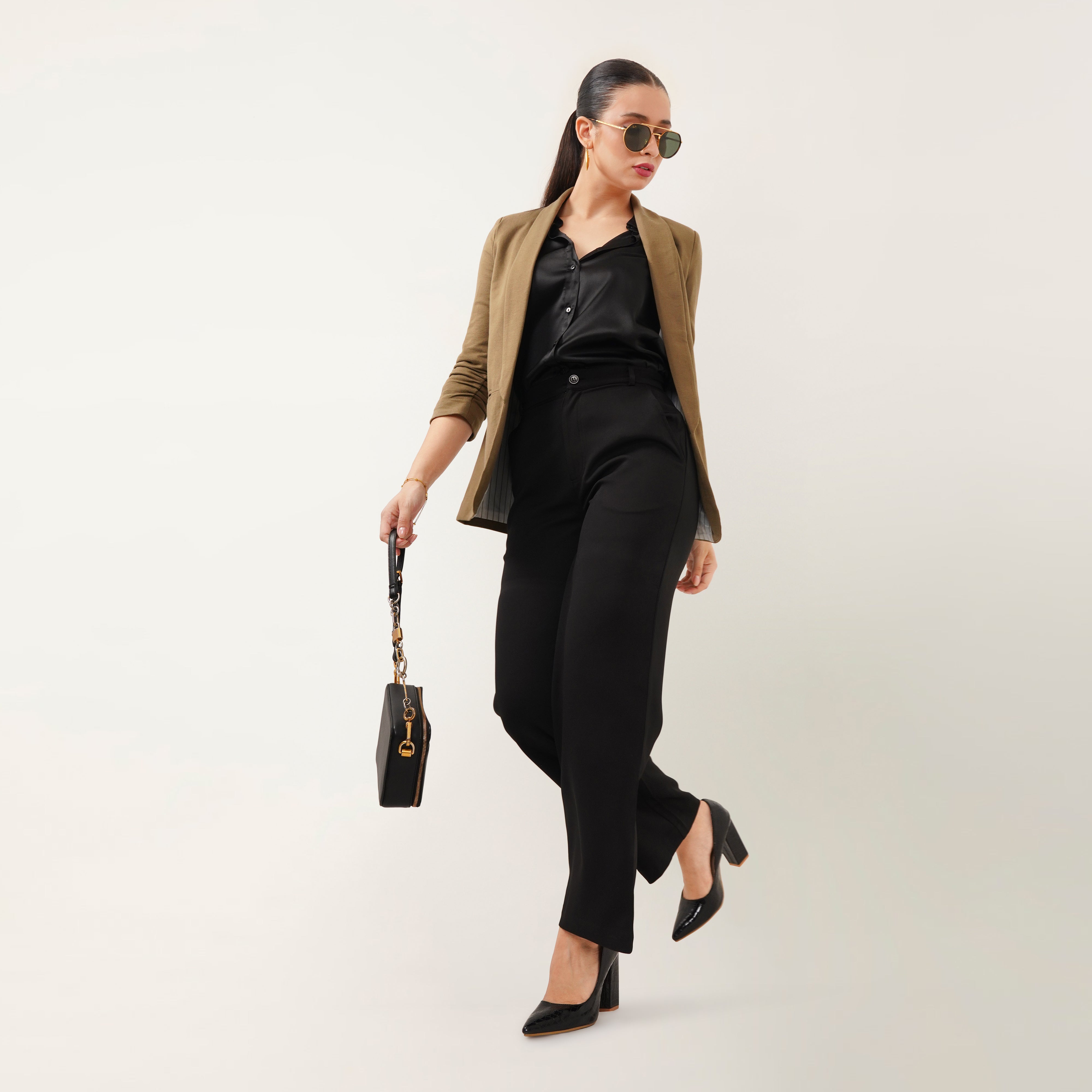 Ruched Sleeve Blazer