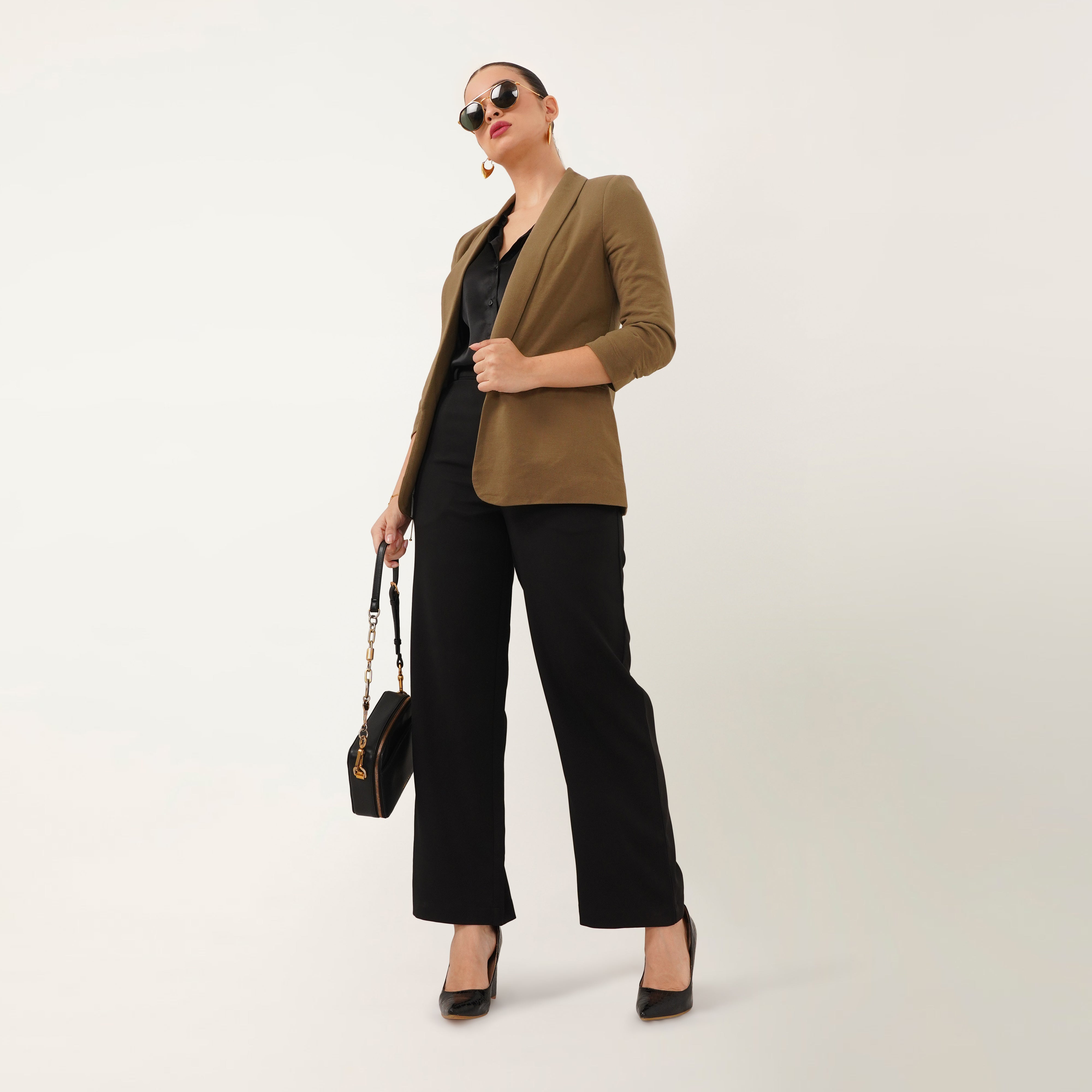 Ruched Sleeve Blazer