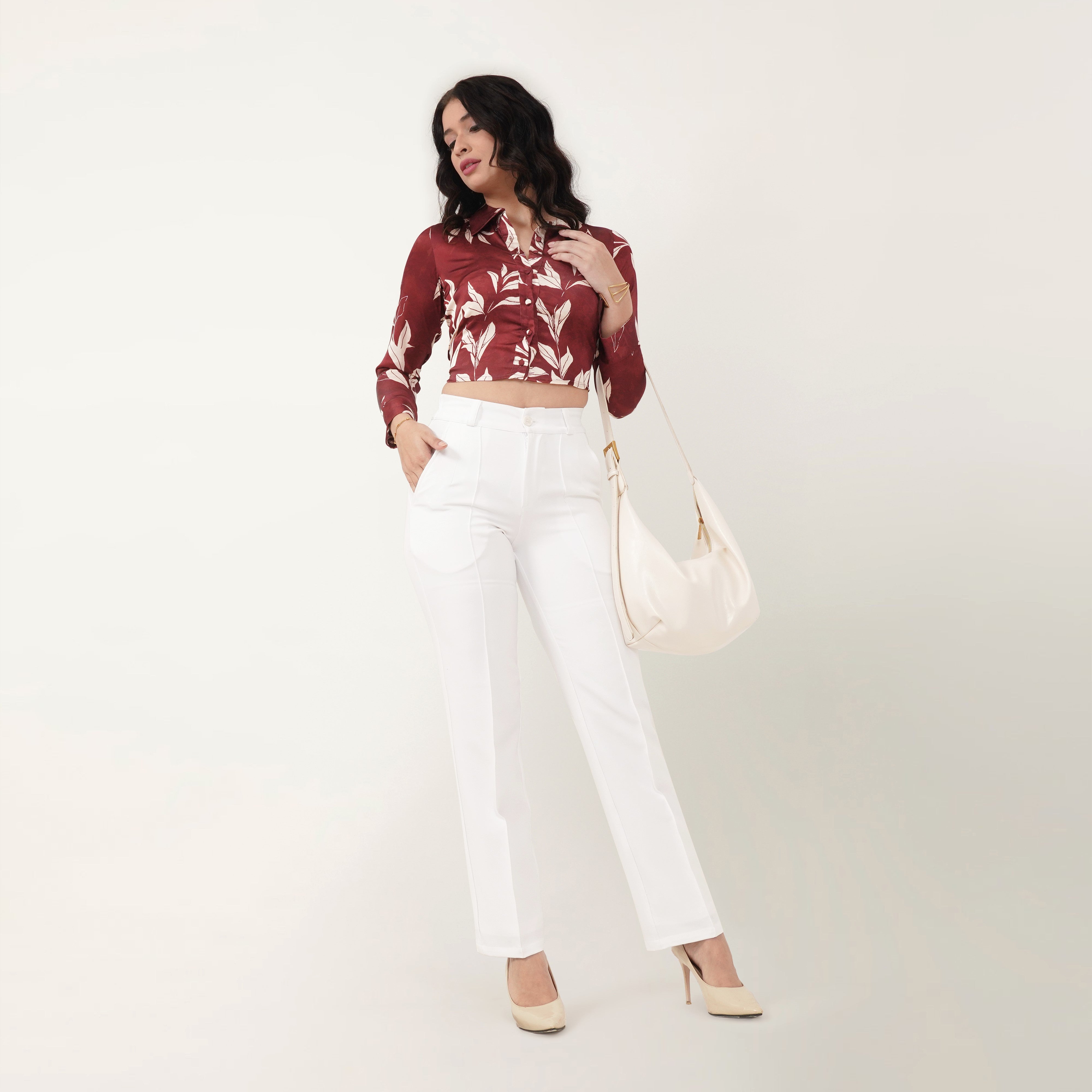 Printed Cropped Shirt