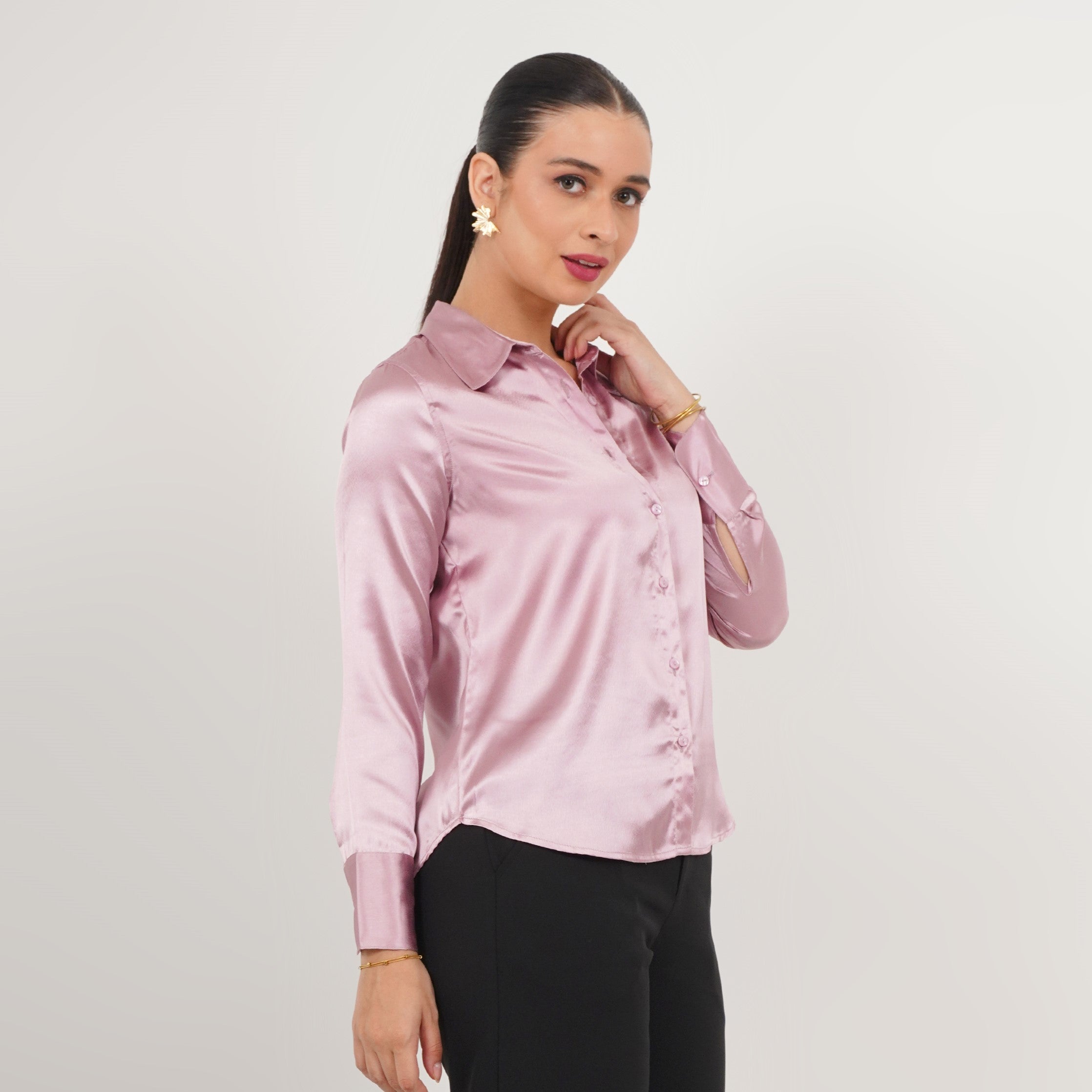 Lavender Satin Shirt