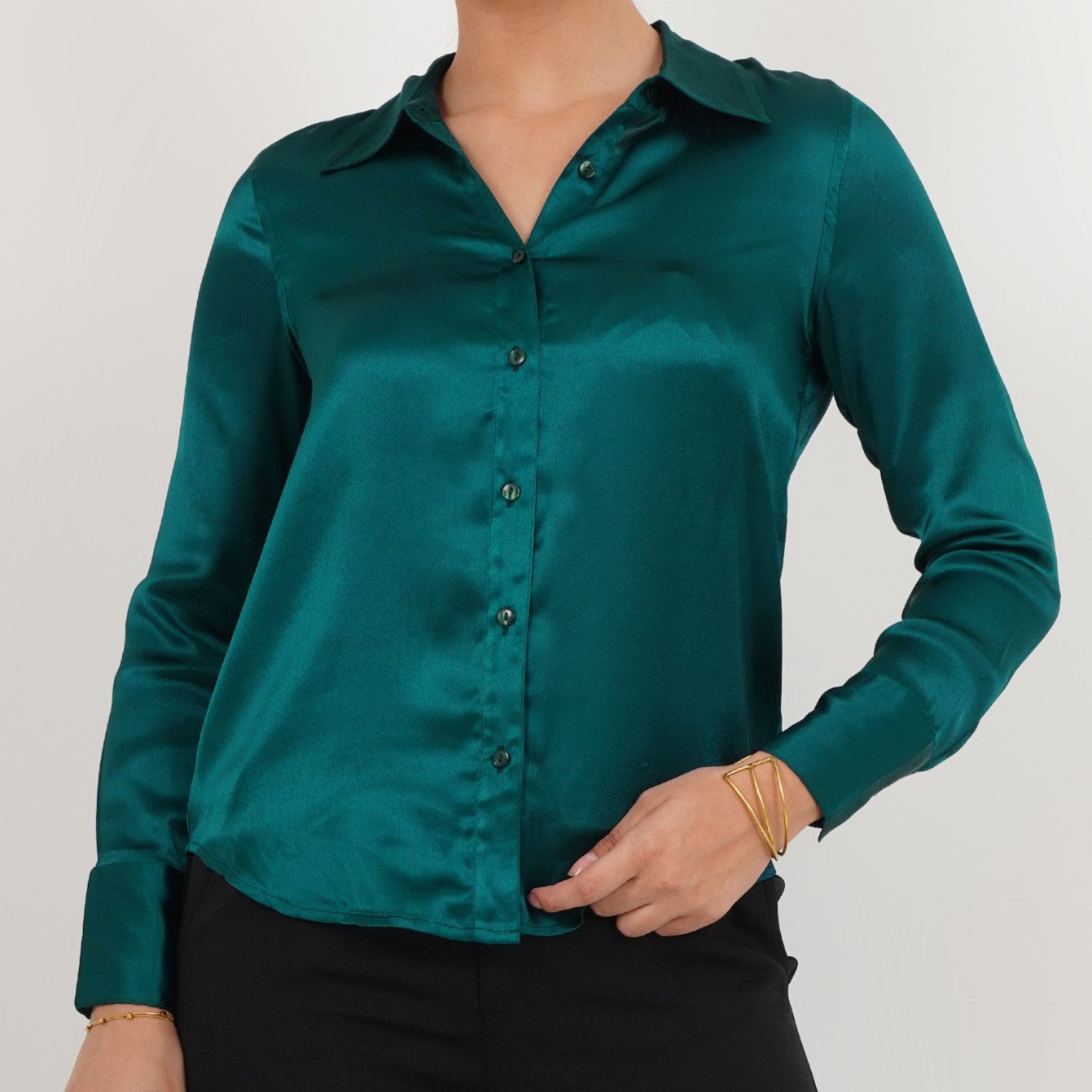 Teal Satin Shirt