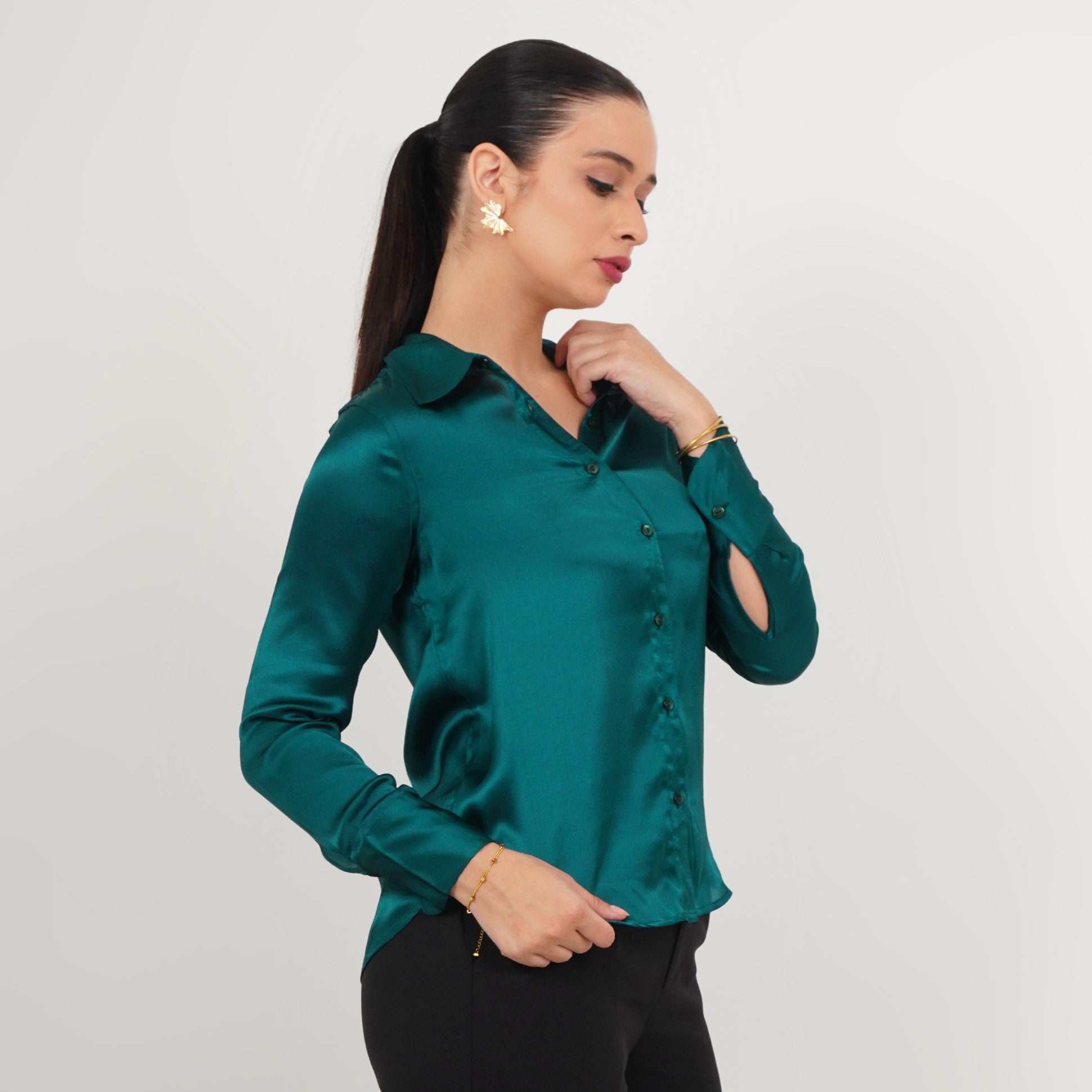 Teal Satin Shirt
