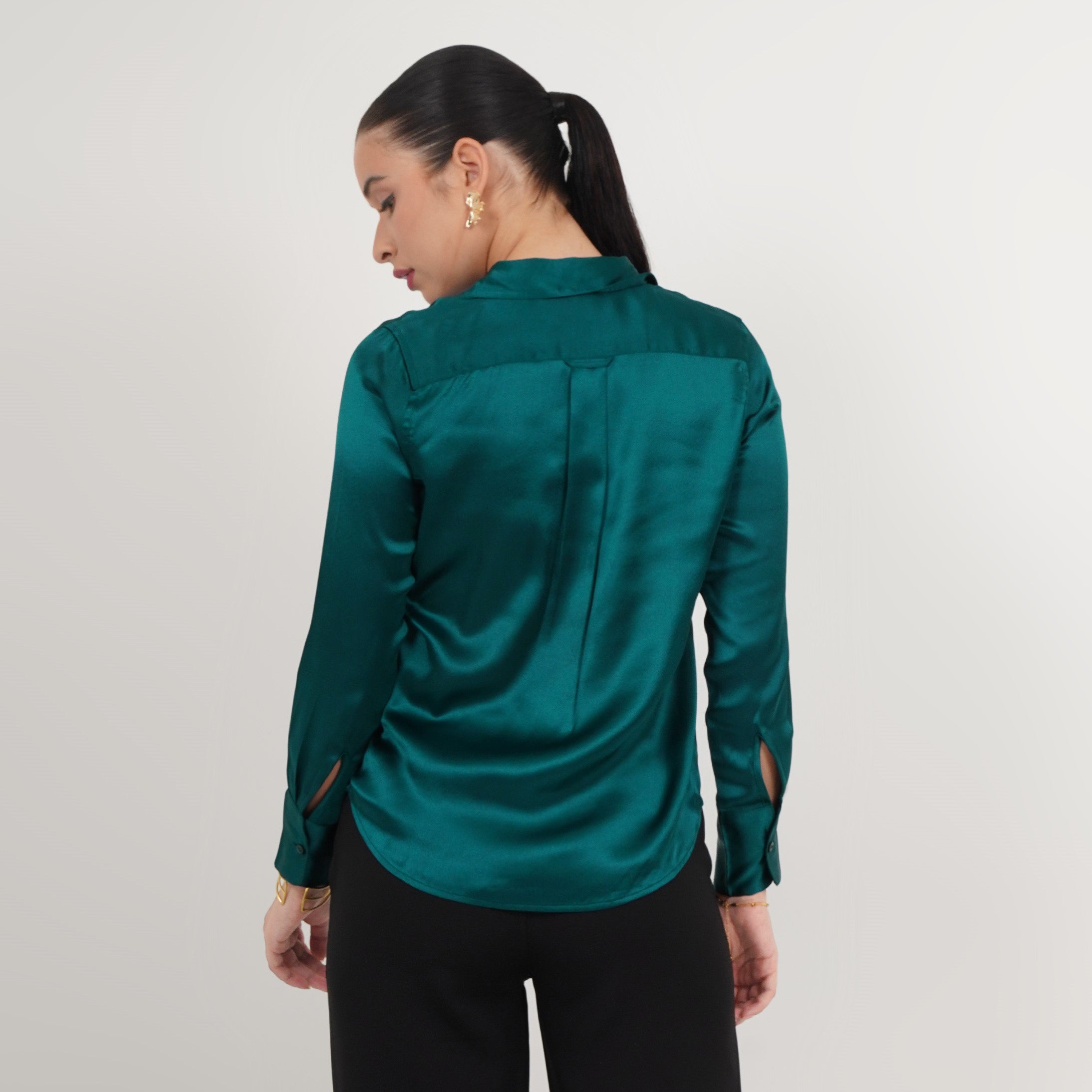Teal Satin Shirt