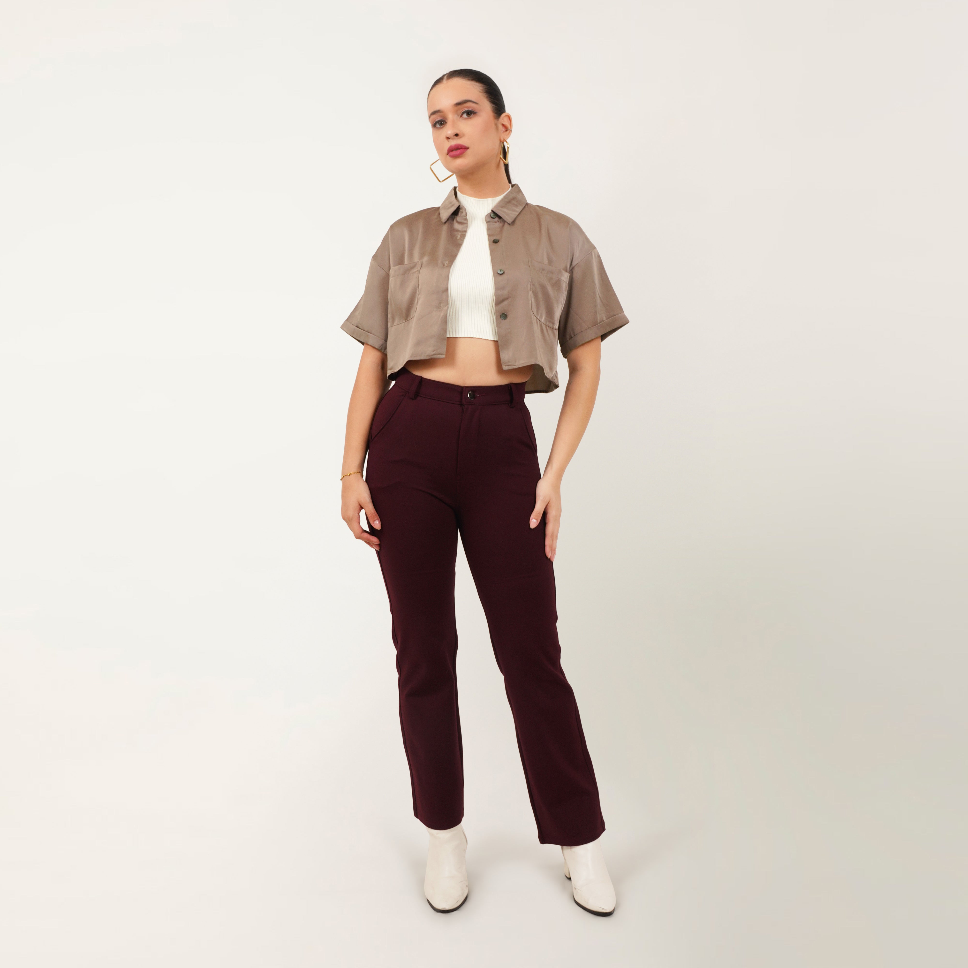 Cropped Satin Shirt