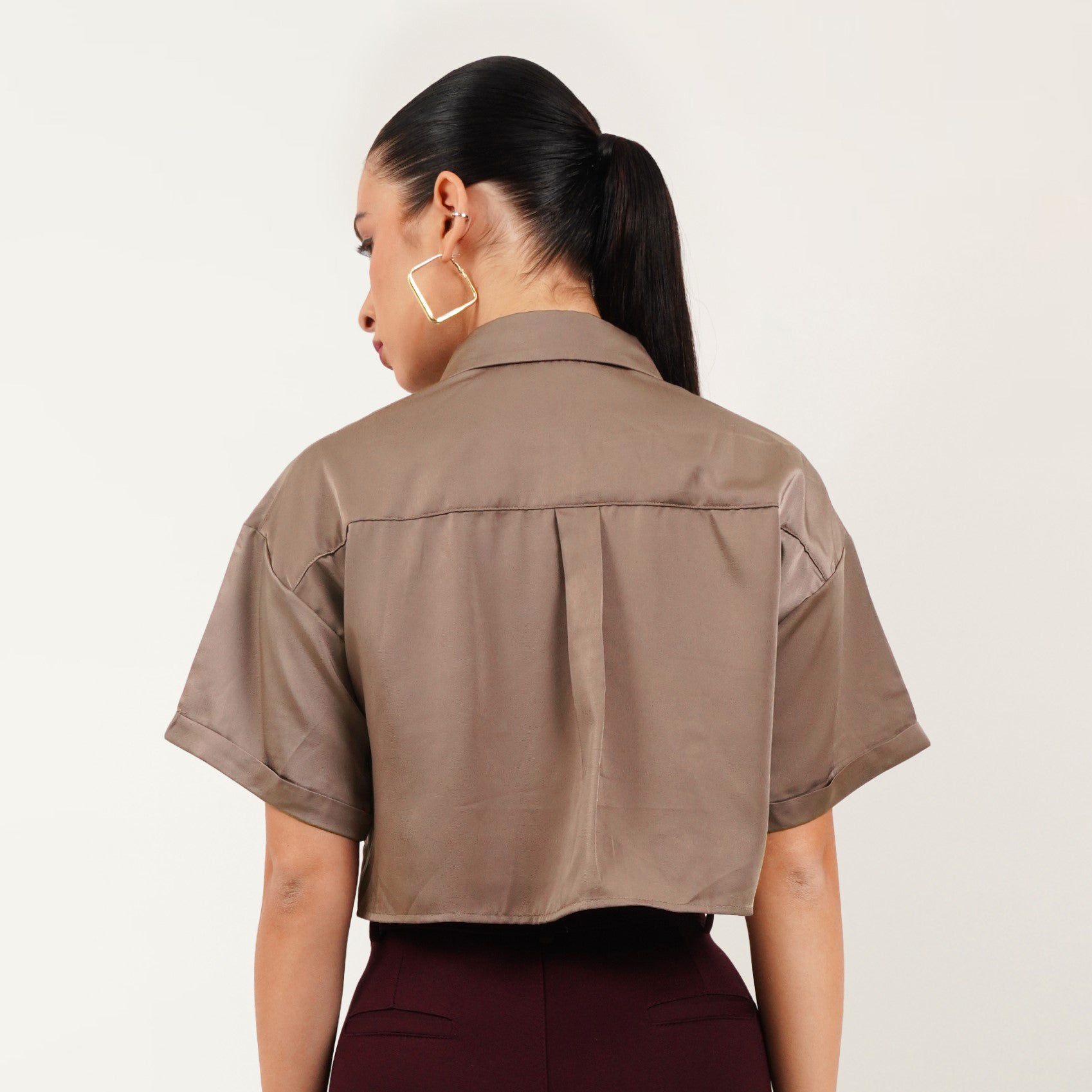 Cropped Satin Shirt