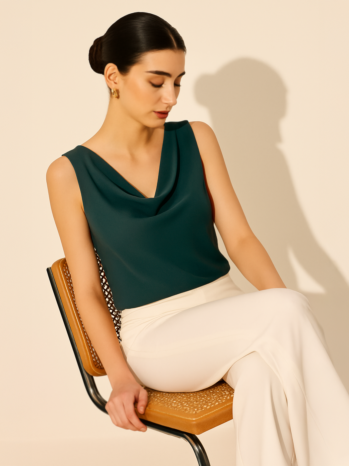 Cowl Neck Top - Teal