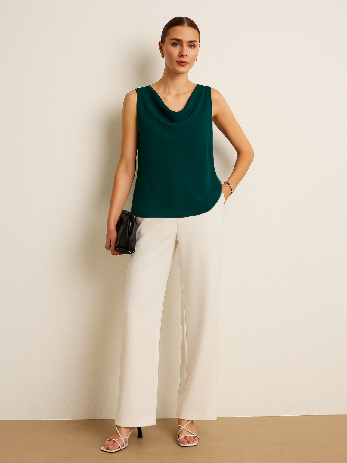 Cowl Neck Top - Teal