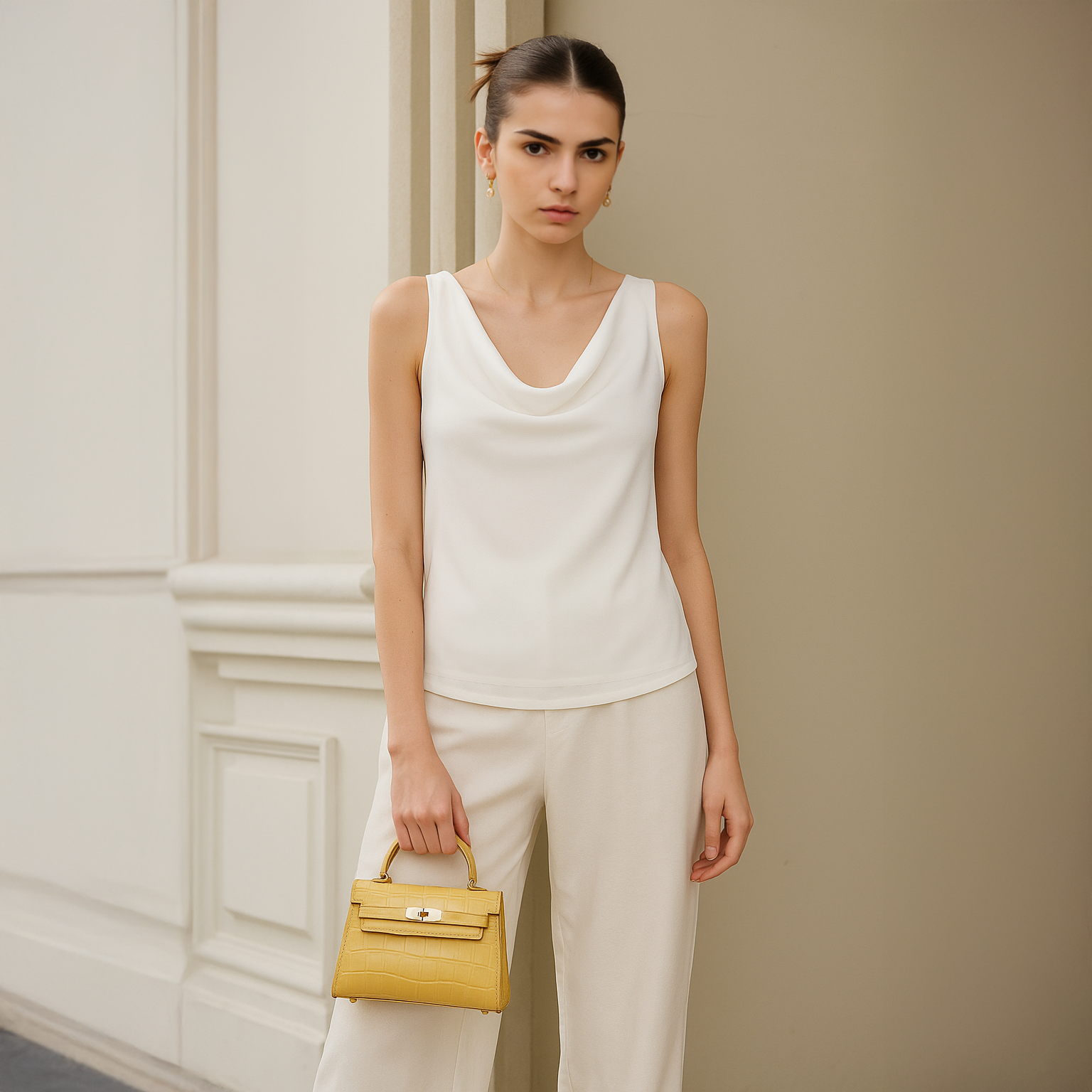 Cowl Neck Top - White