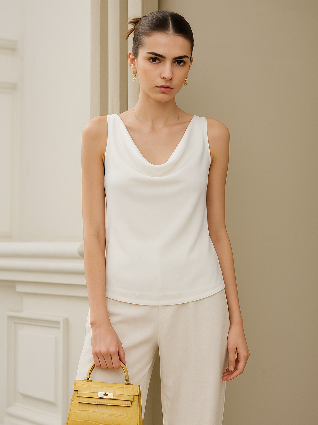 Cowl Neck Top - White