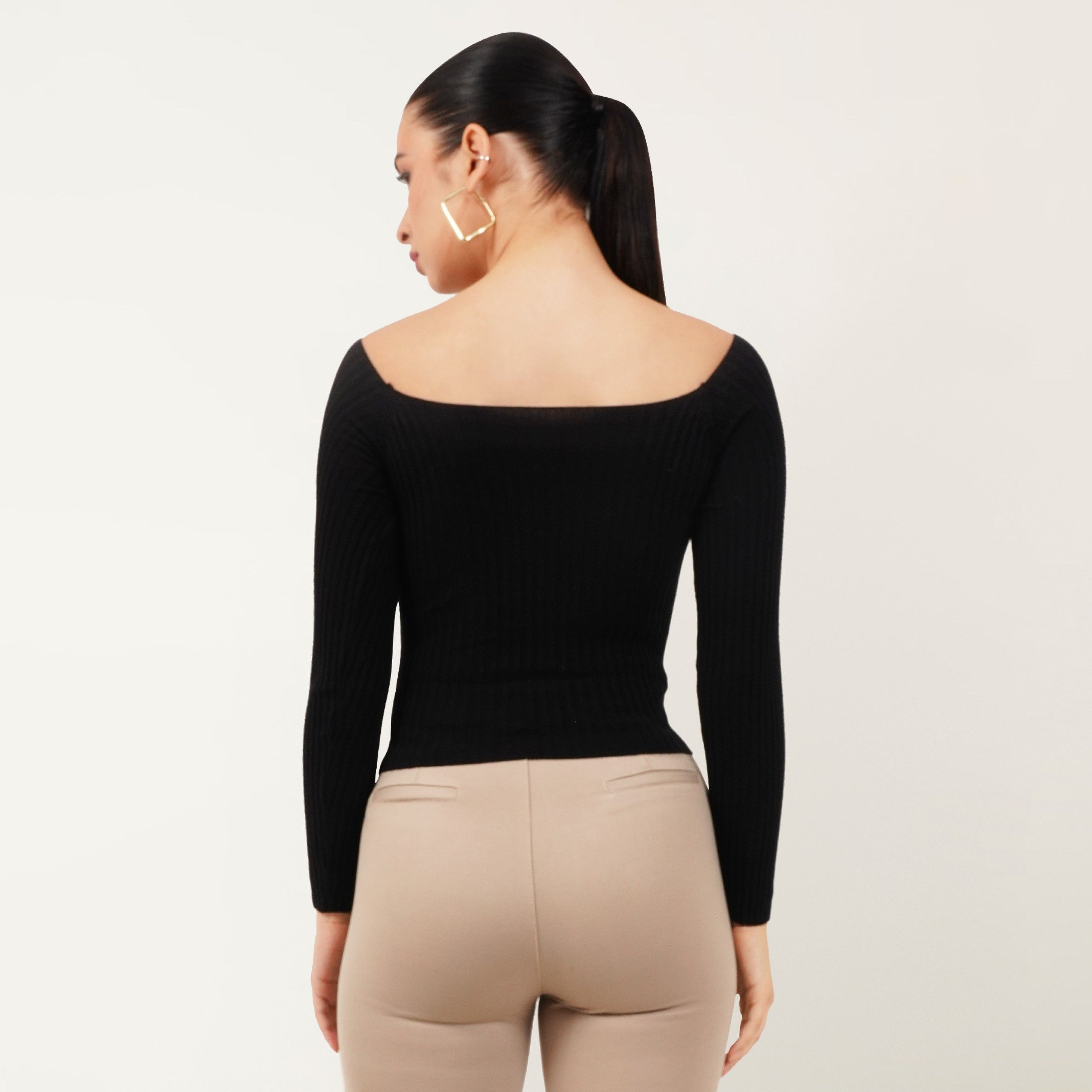 Ribbed Boat Neck Top