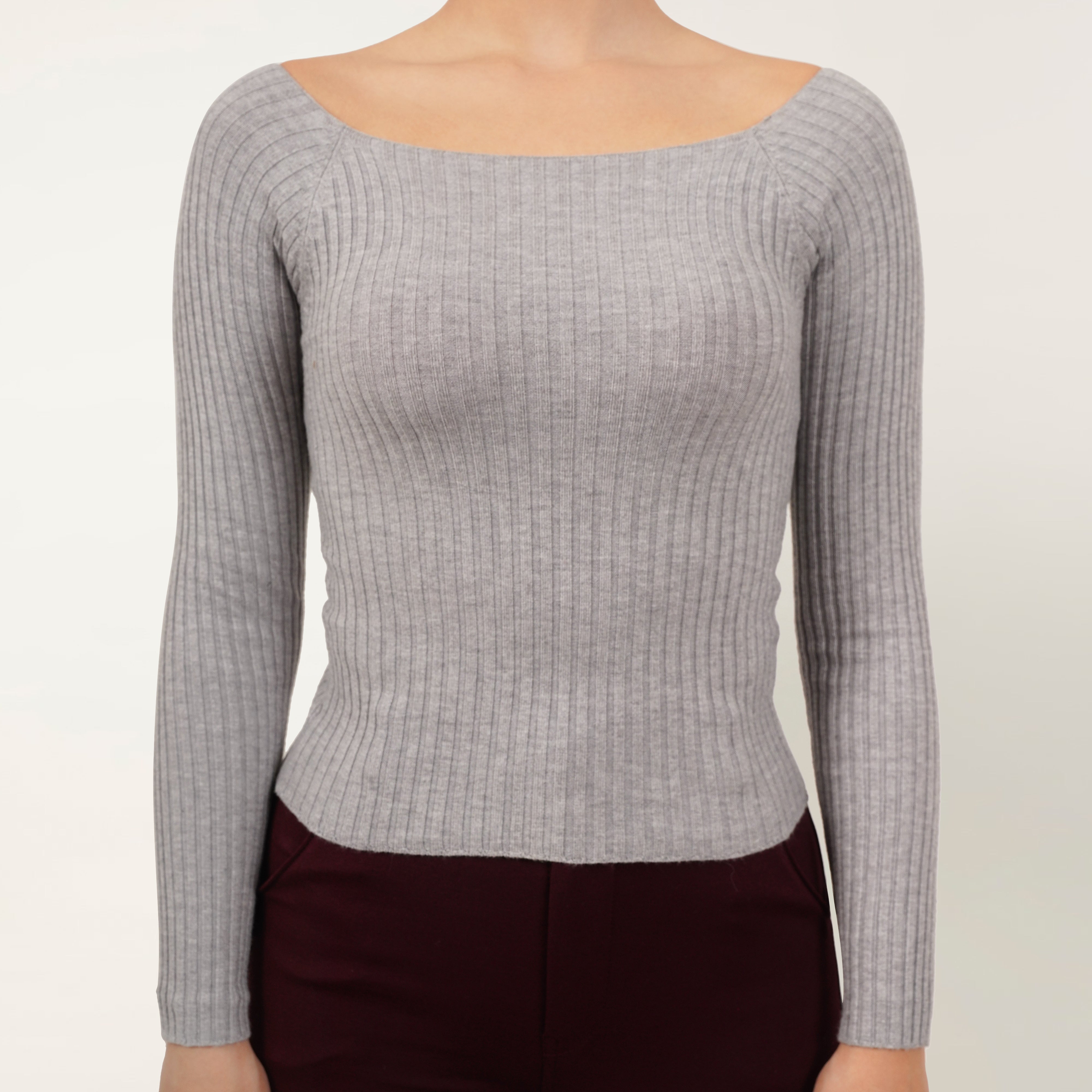 Ribbed Boat Neck Top