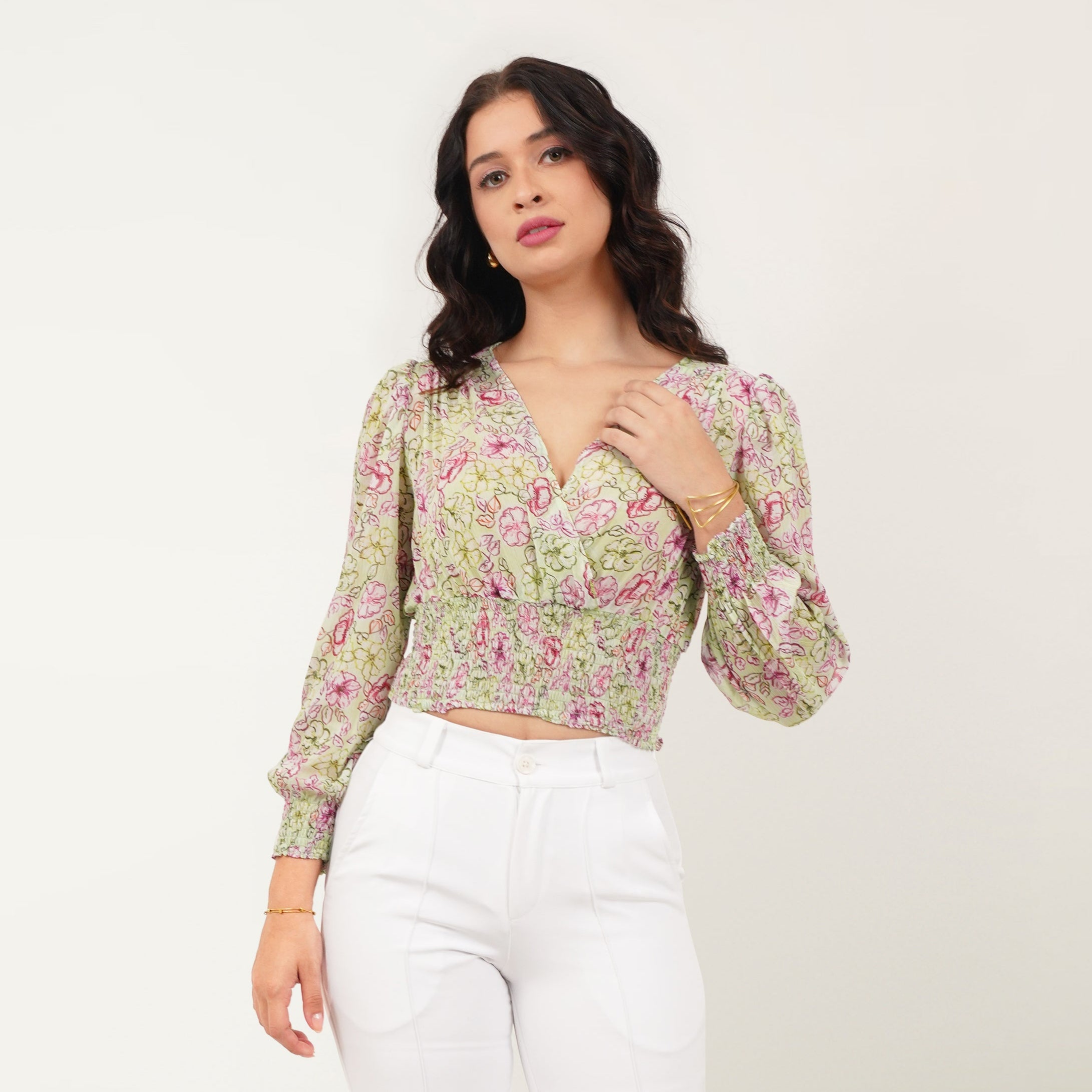 Printed Elastic Waist Top