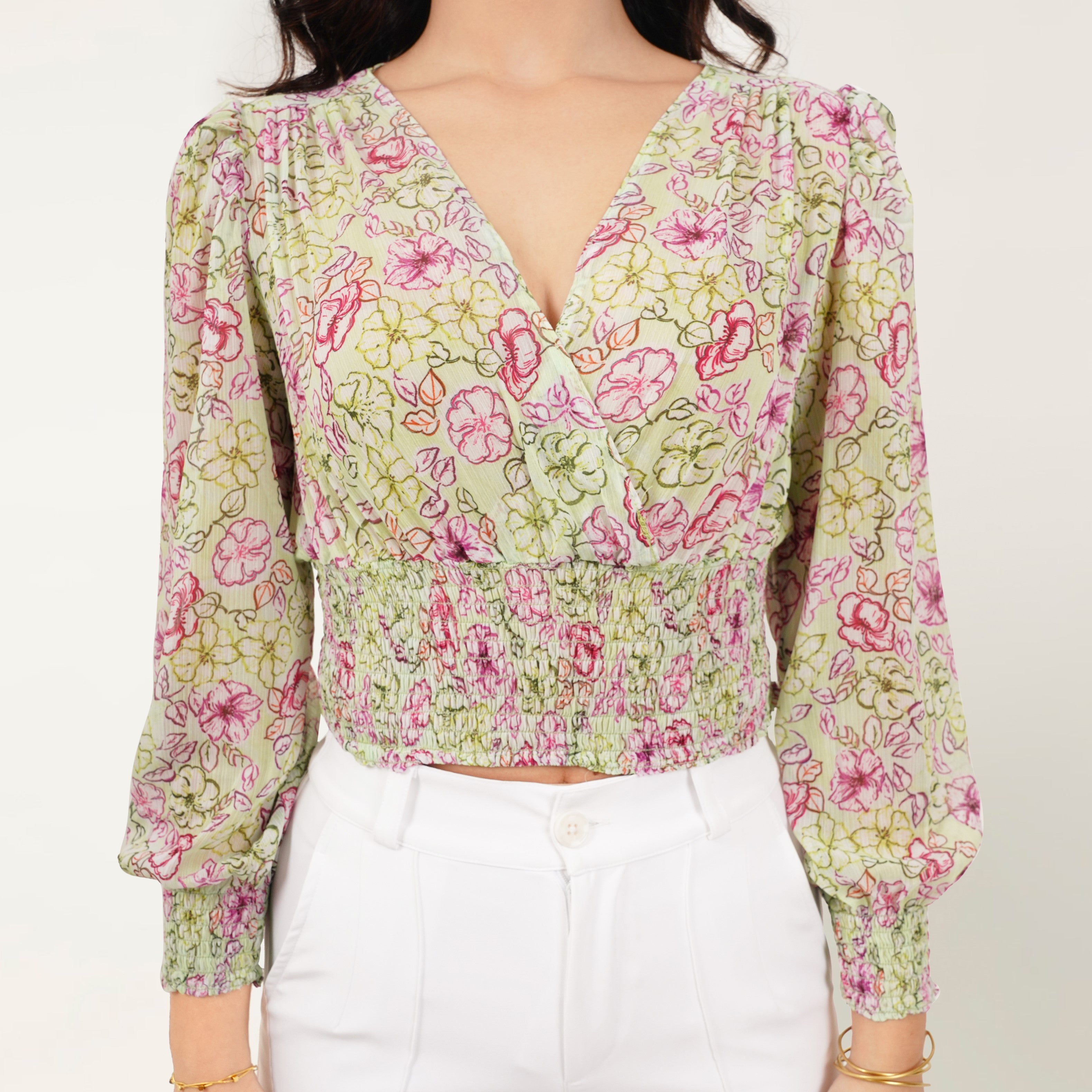 Printed Elastic Waist Top