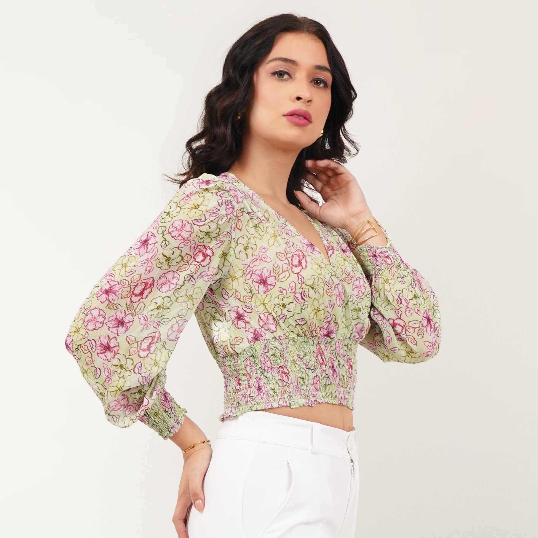 Printed Elastic Waist Top