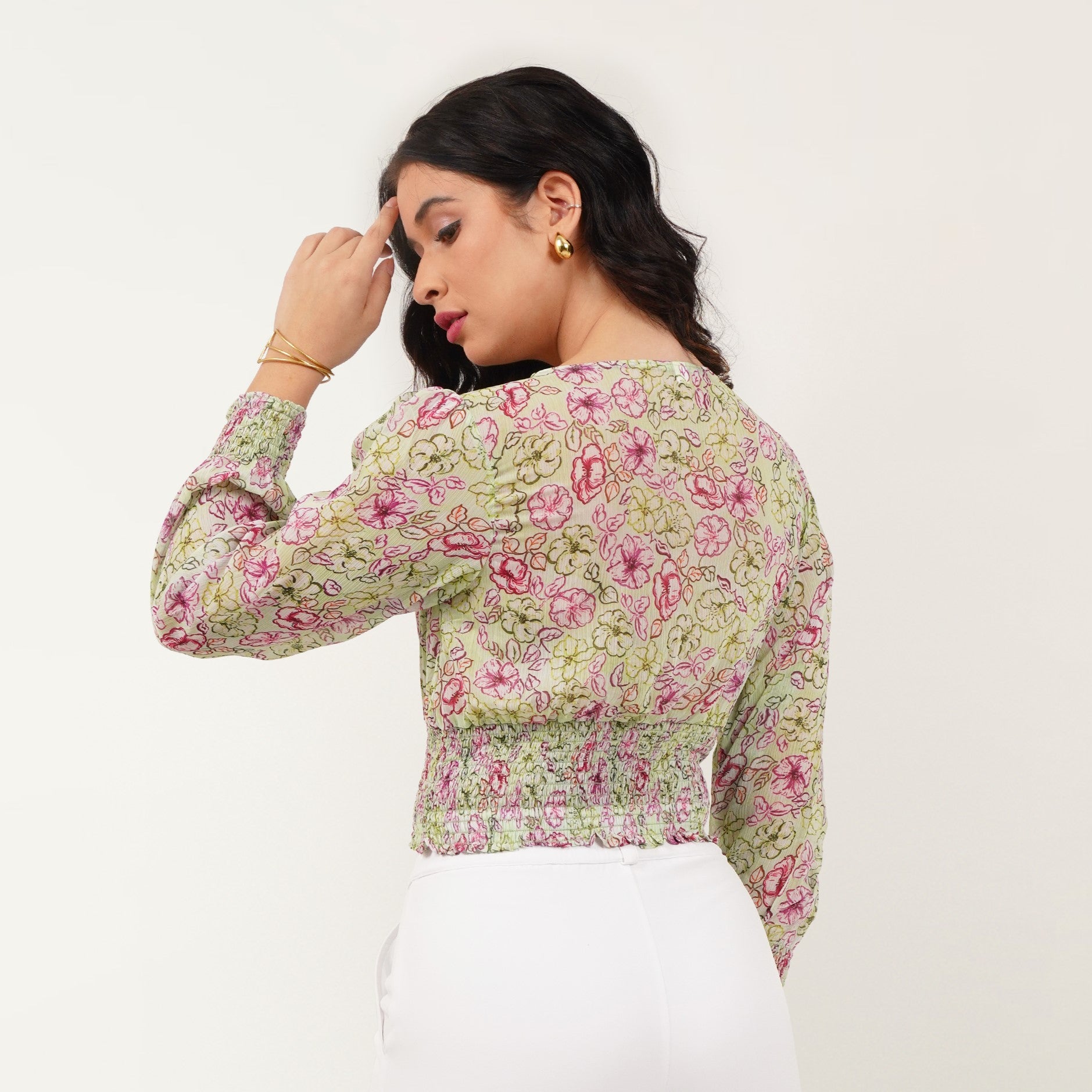 Printed Elastic Waist Top