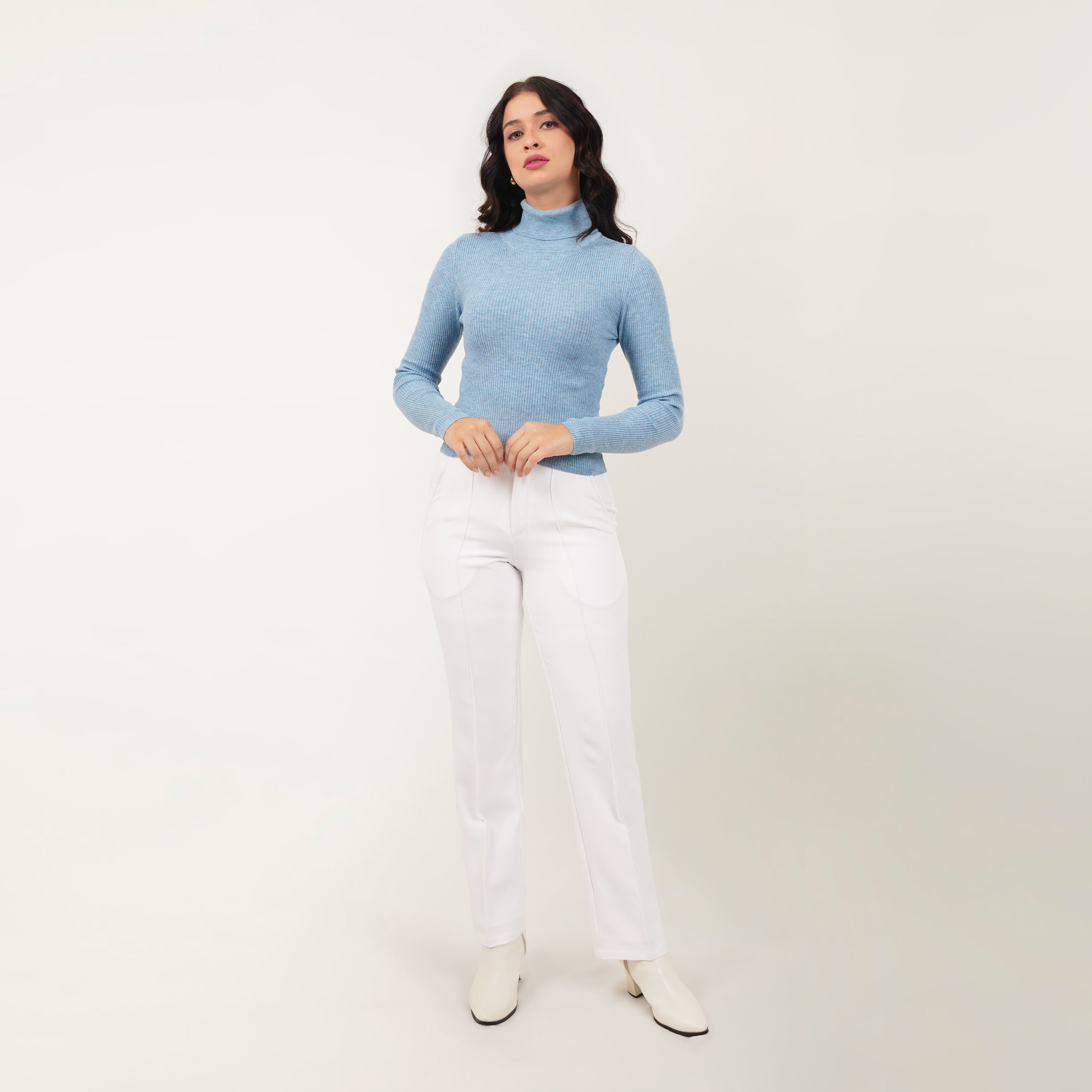 Ribbed High Neck Top