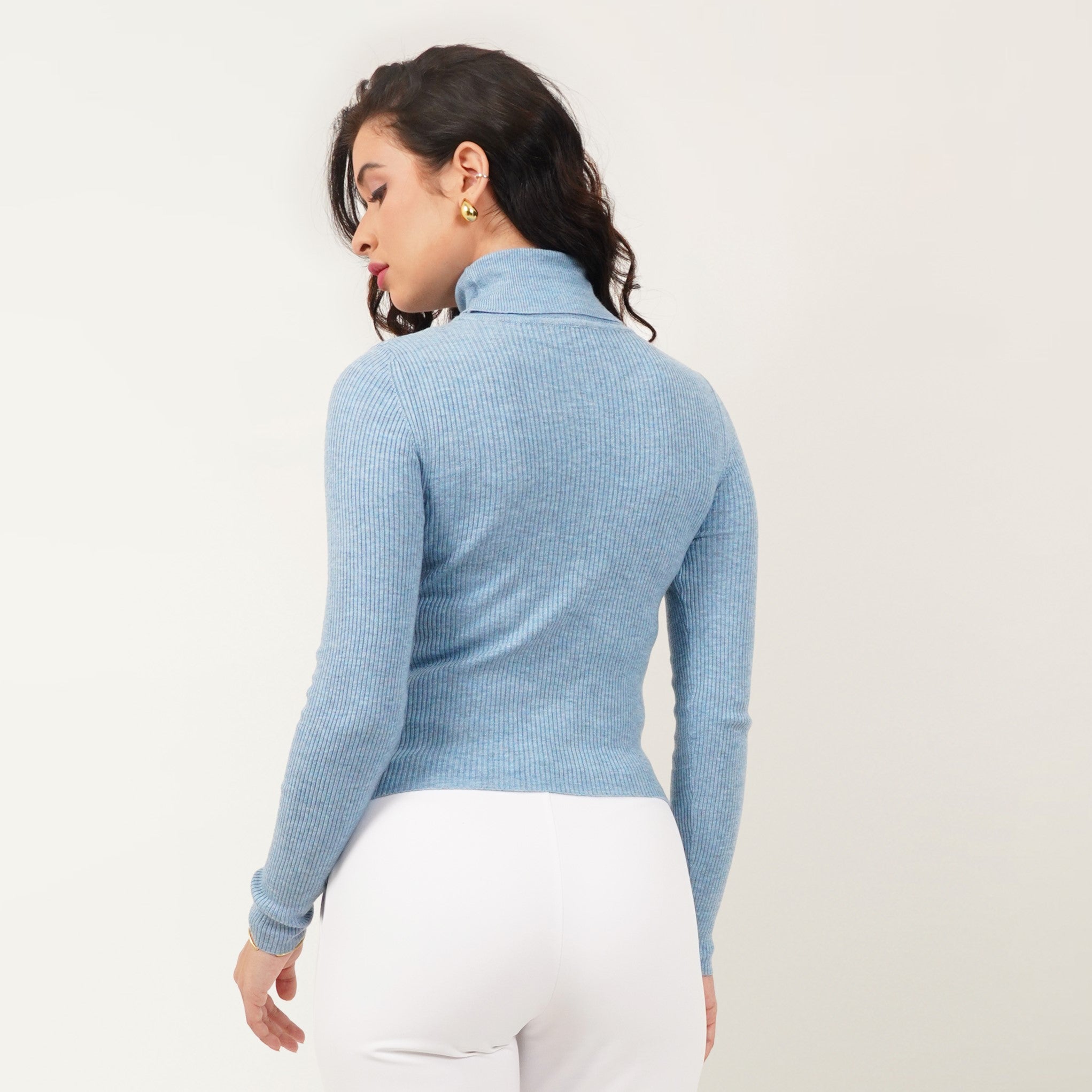 Ribbed High Neck Top