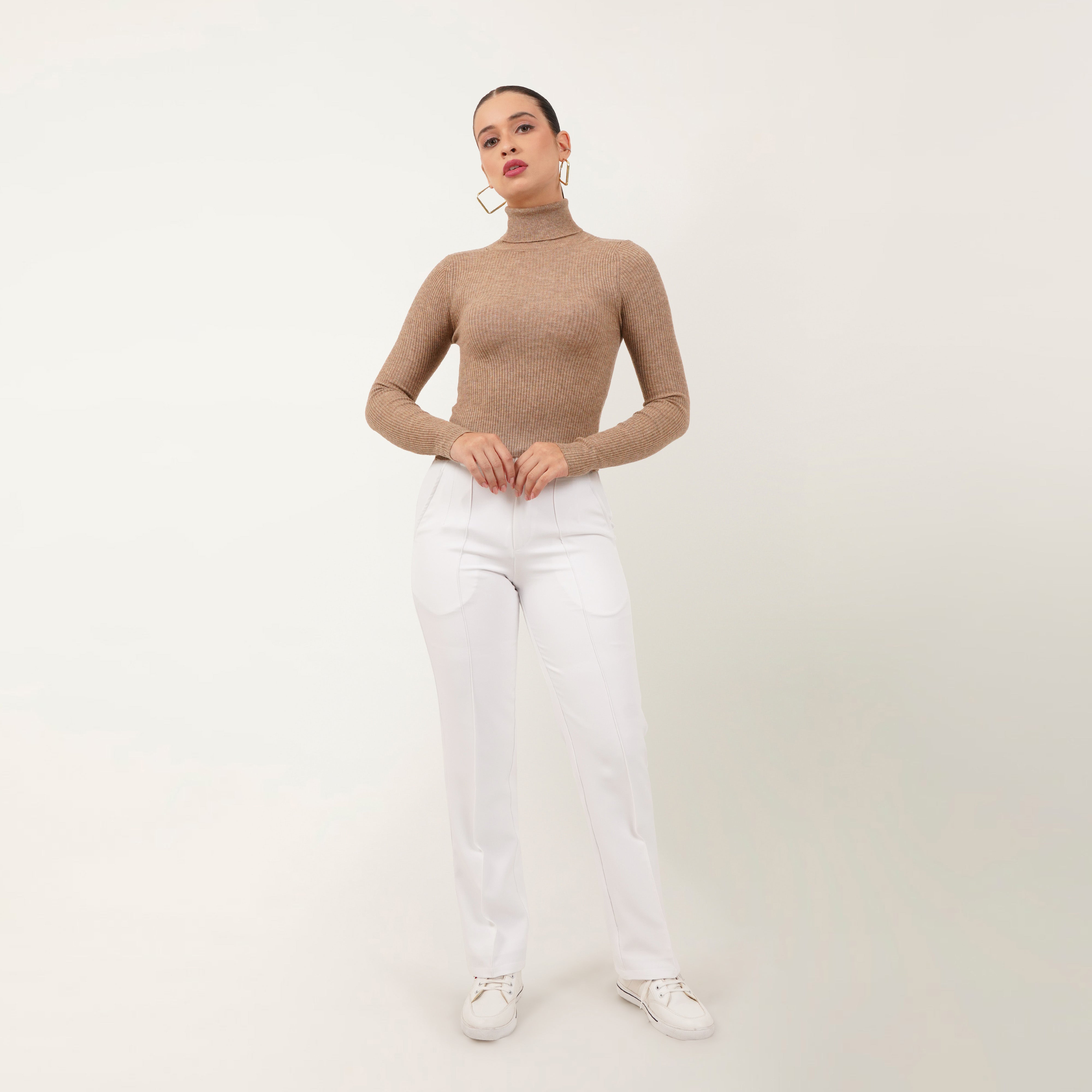 Ribbed High Neck Top