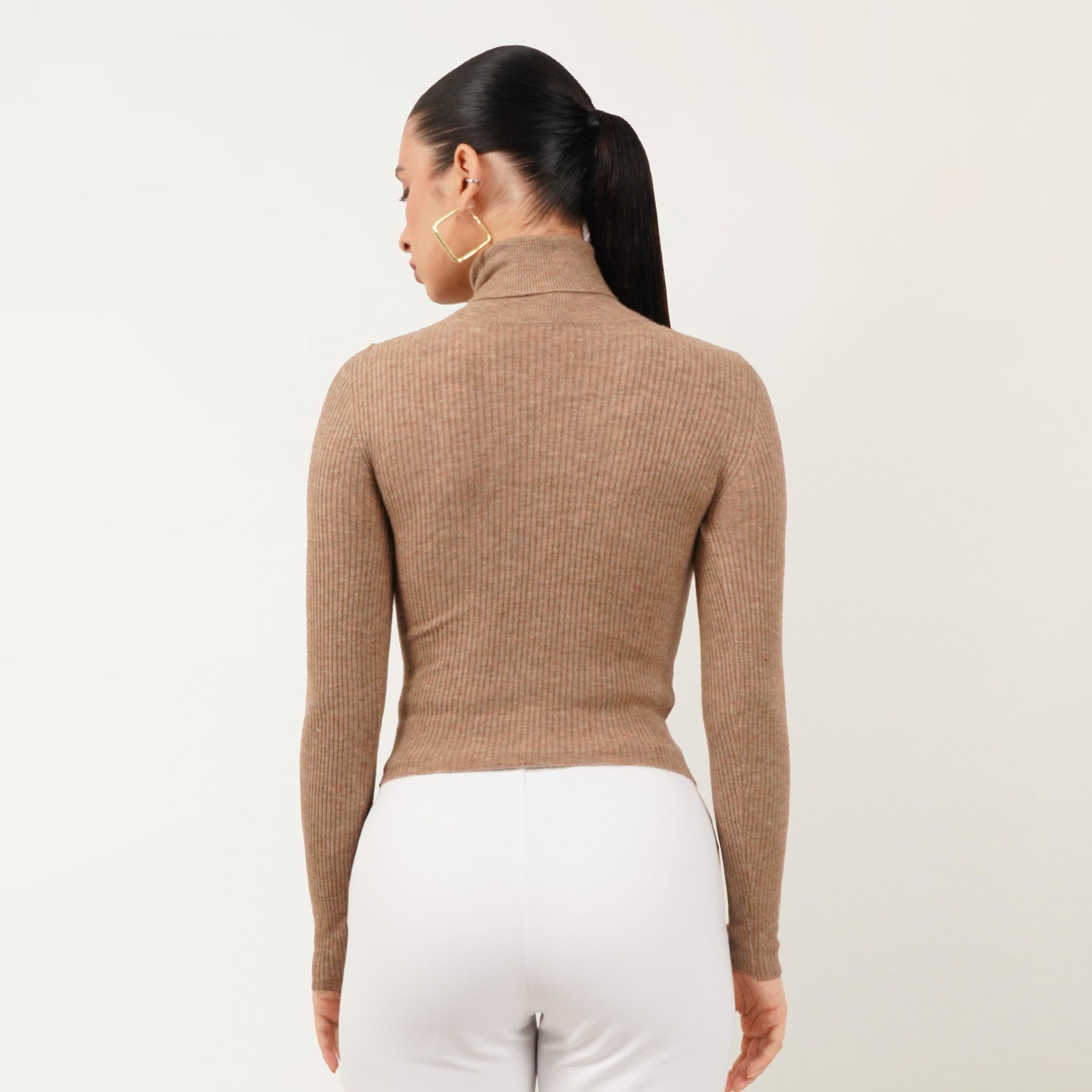 Ribbed High Neck Top